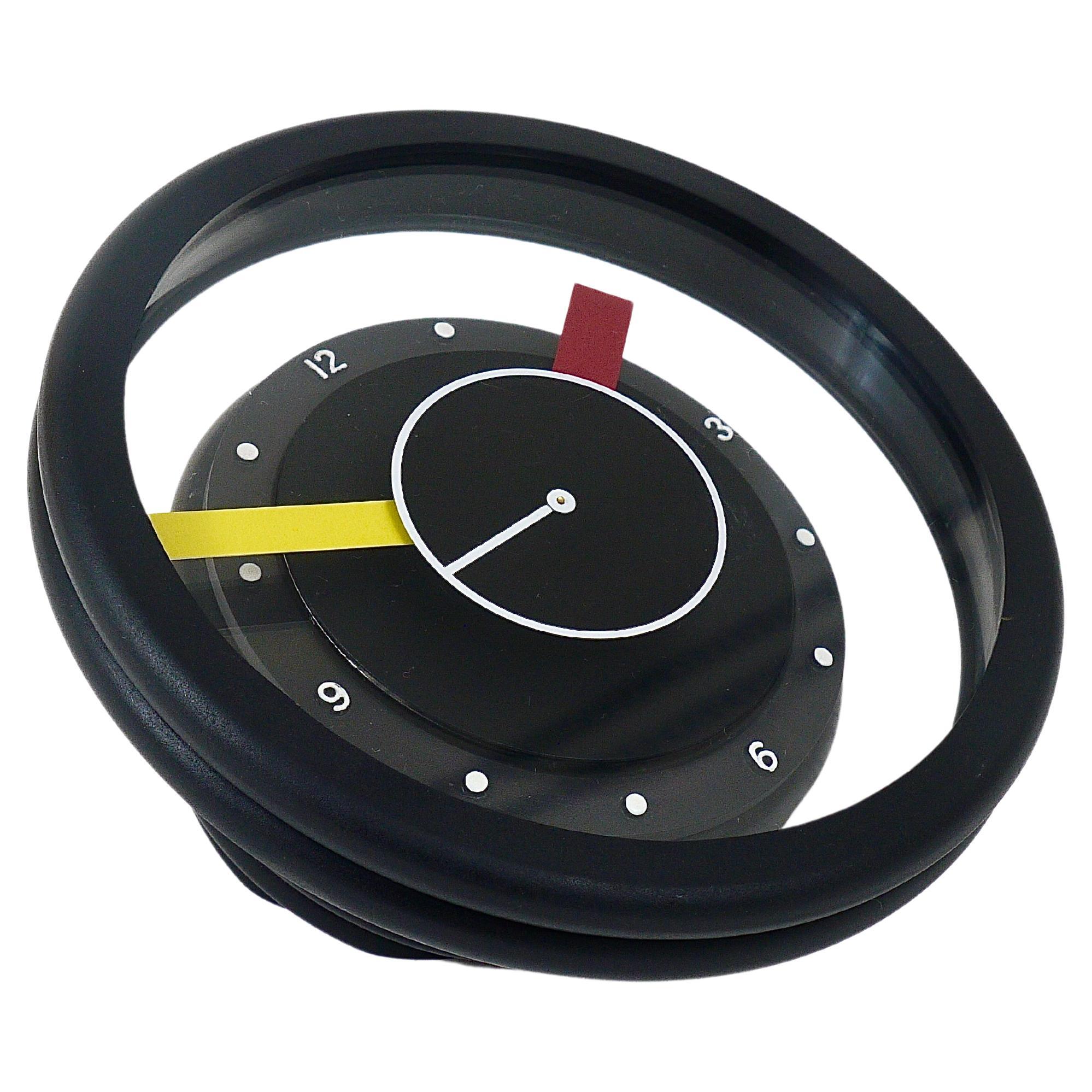 Postmodern Round Pop Art Desk or Table Clock, Memphis Milano Style, Italy, 1990s