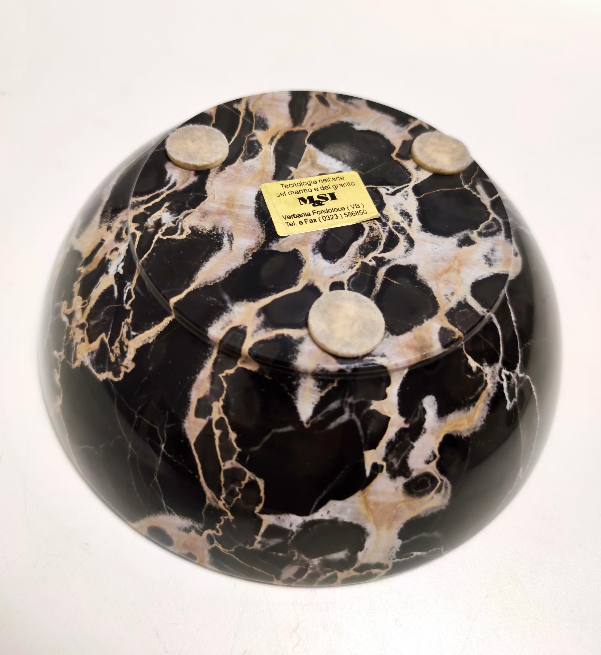Late 20th Century Postmodern Round Portoro Marble Ashtray - Trinket Bowl - Vide poche, Italy For Sale