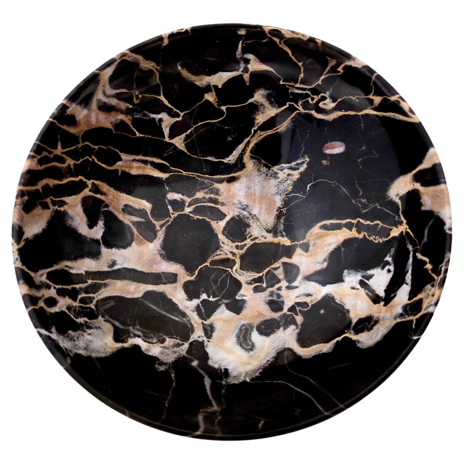 Postmodern Round Portoro Marble Ashtray - Trinket Bowl - Vide poche, Italy For Sale