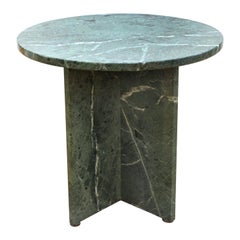 Postmodern Round Veined Stone Side Table Postmodern Round Veined Stone Side Table