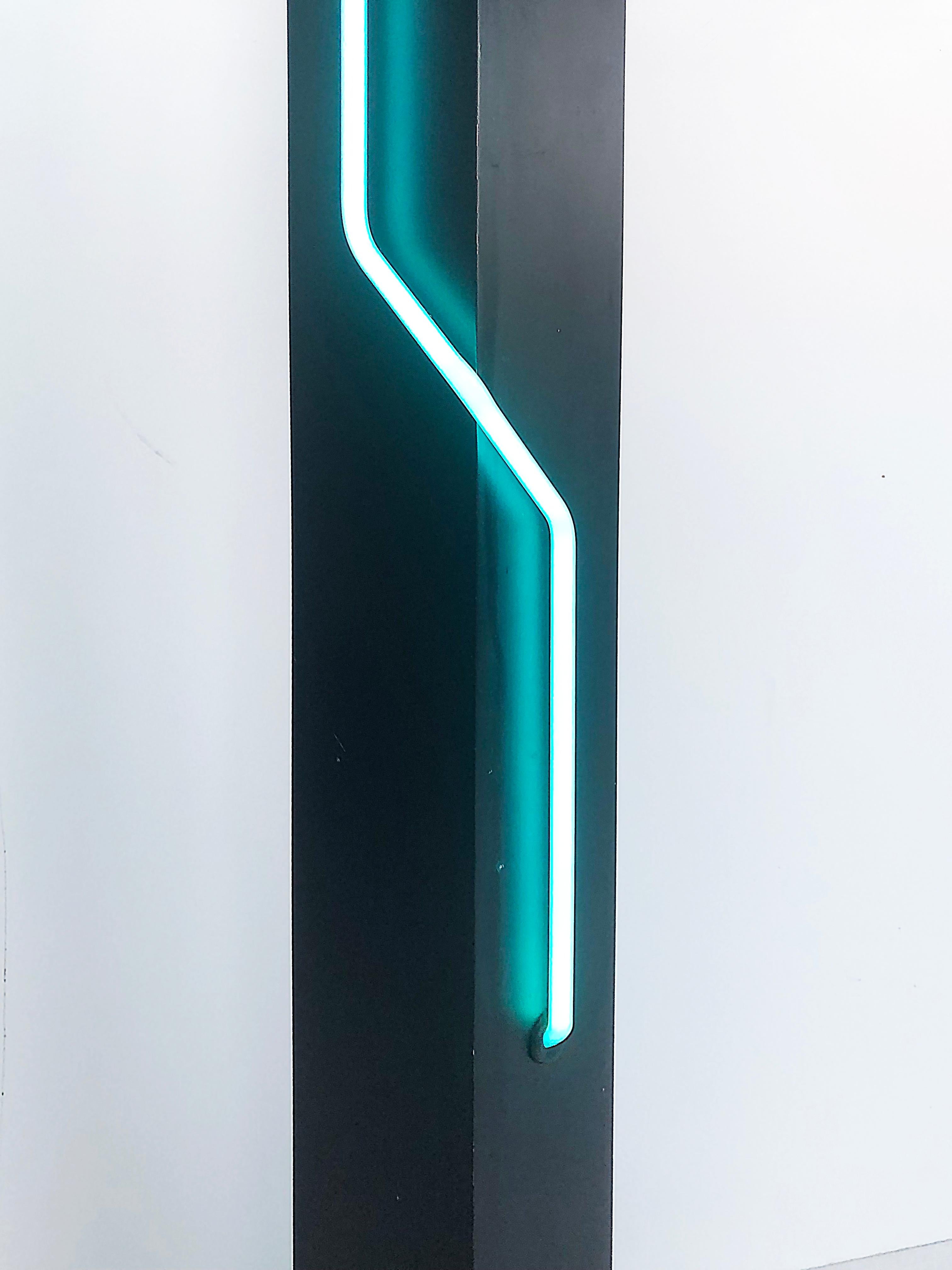 Postmodern Rudi Stern neon aluminum sculpture and torchiere lamp 