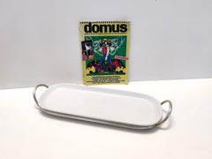 Postmodern Sabattini Sheffield Plated Metal and Ceramic Serving Plate, Italy