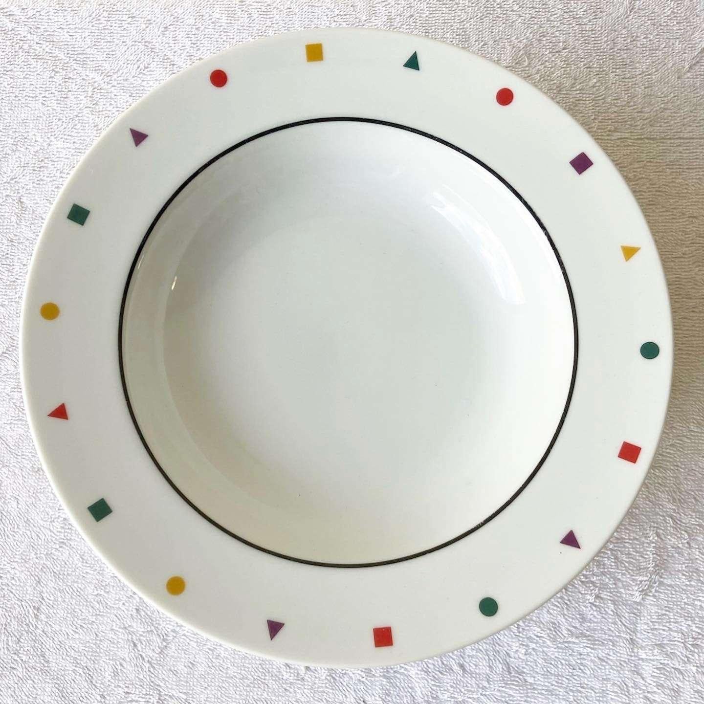 Postmodern Sakasi Fine China Multi Colored Dinner Bowls - Set of 7 In Good Condition For Sale In Delray Beach, FL