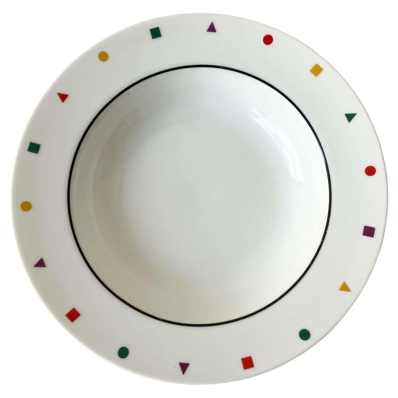 Postmodern Sakasi Fine China Multi Colored Dinner Bowls - Set of 7 For Sale