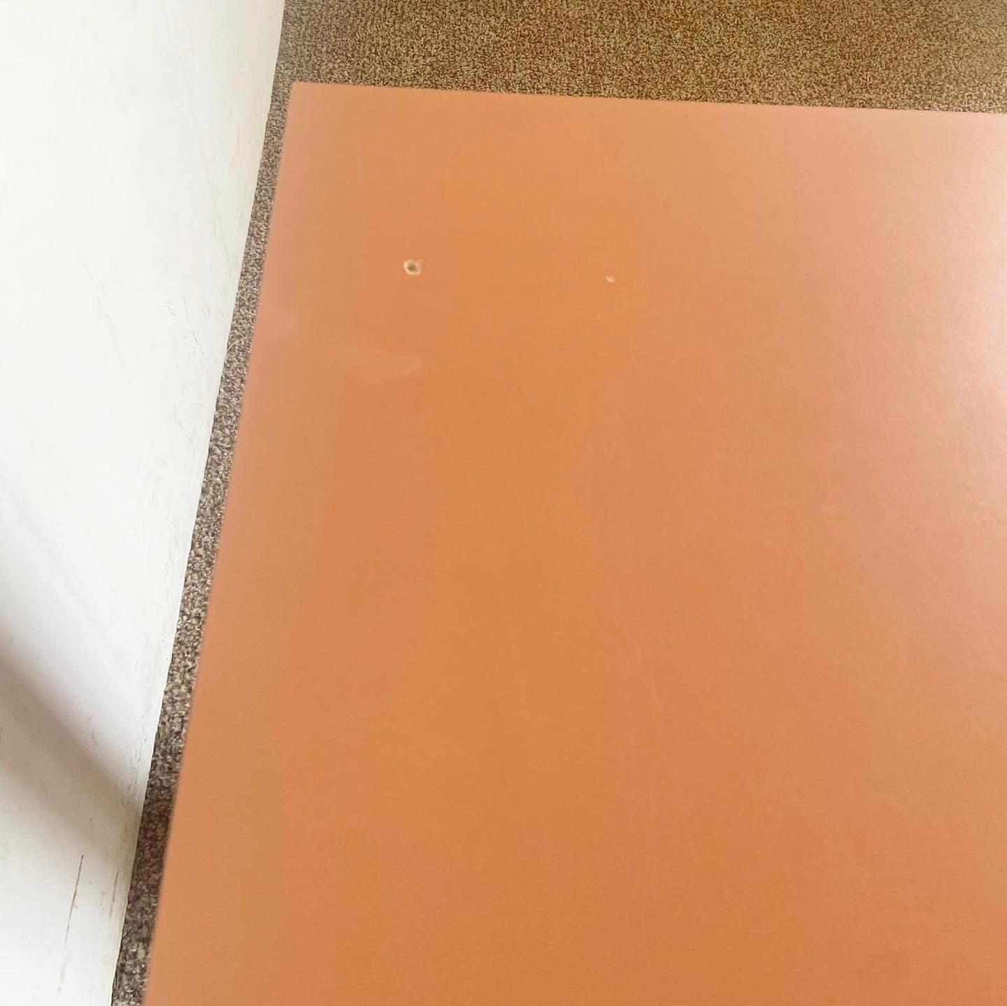 American Postmodern Salmon Matte Laminate Parsons Dining Table