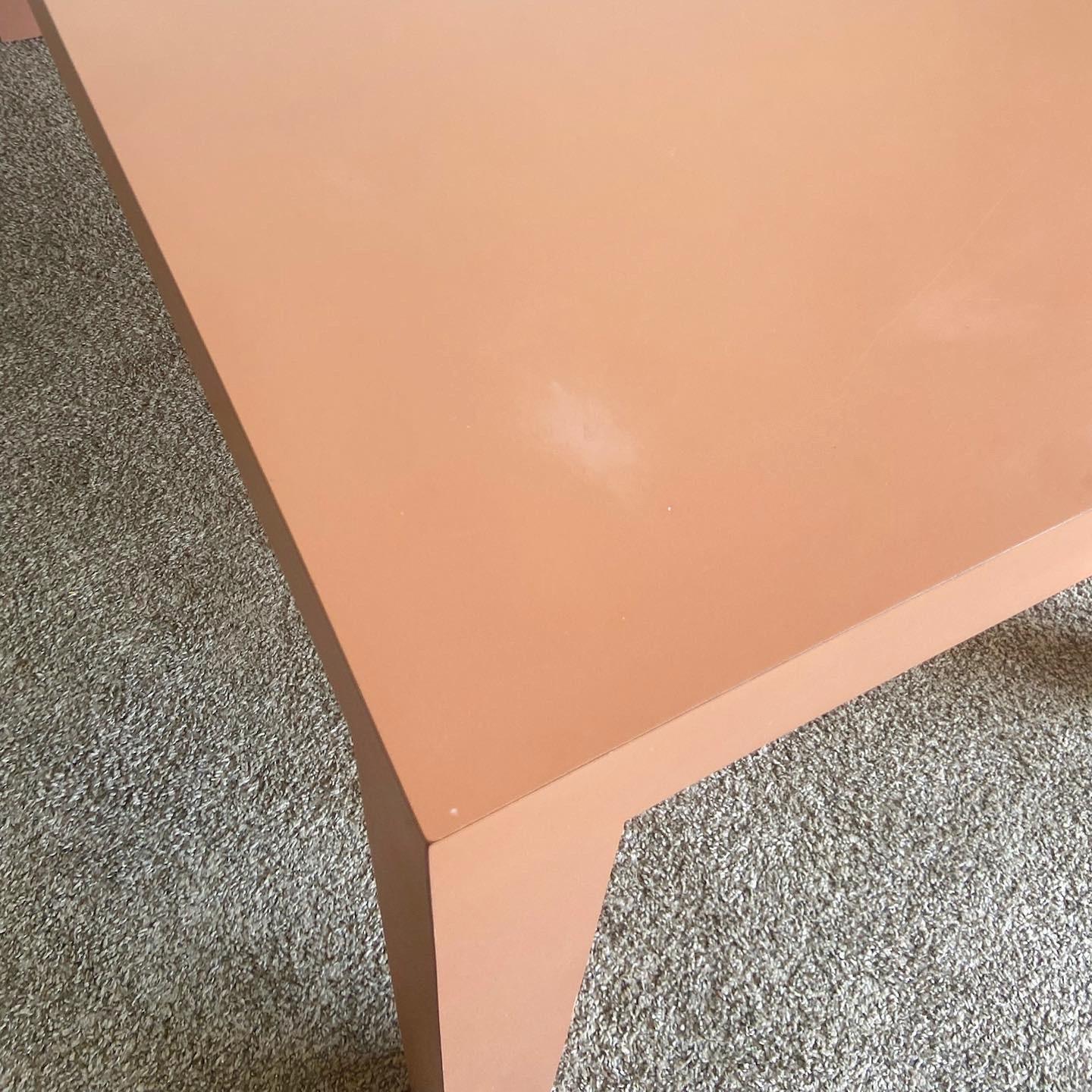 20th Century Postmodern Salmon Matte Laminate Parsons Dining Table For Sale
