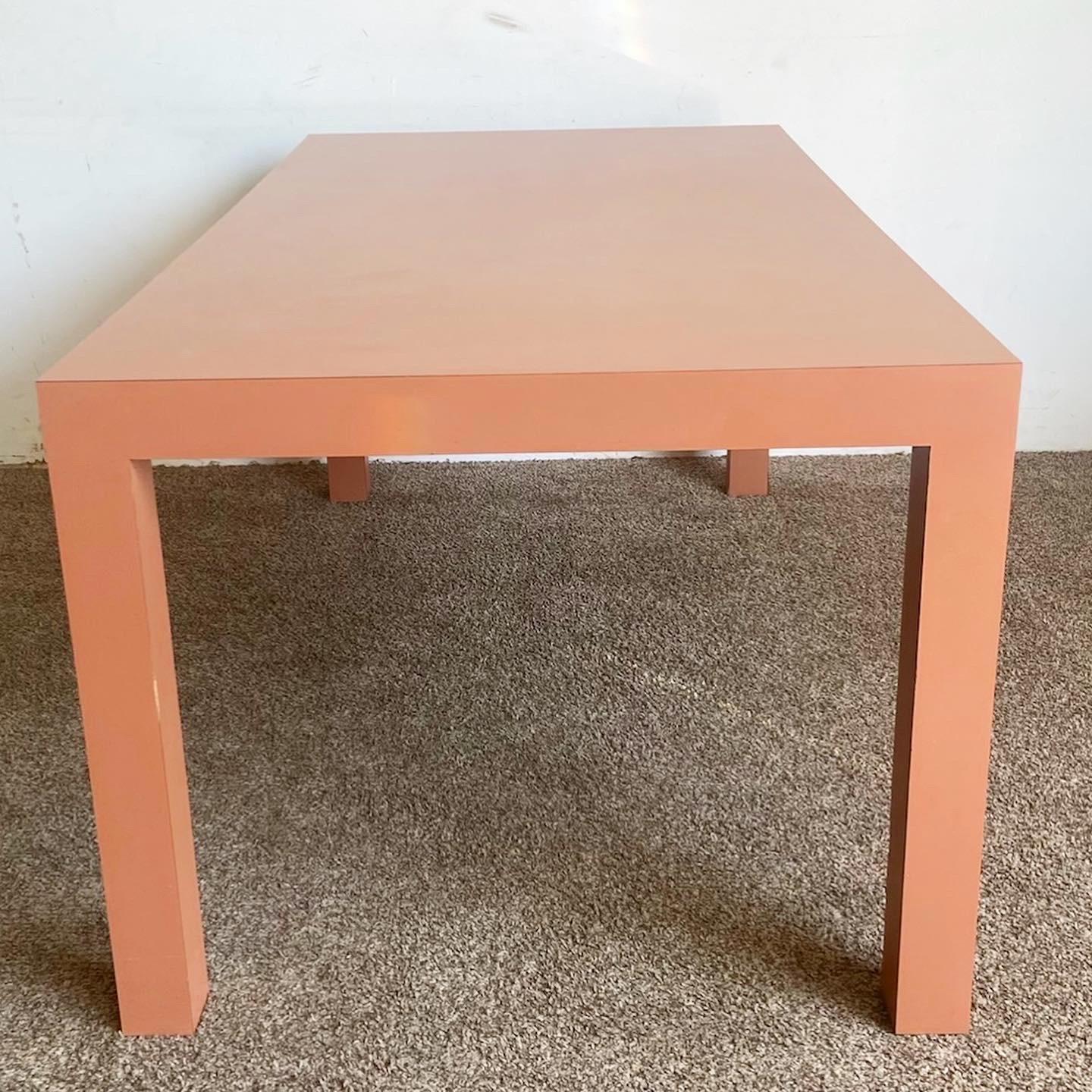Postmodern Salmon Matte Laminate Parsons Dining Table 1