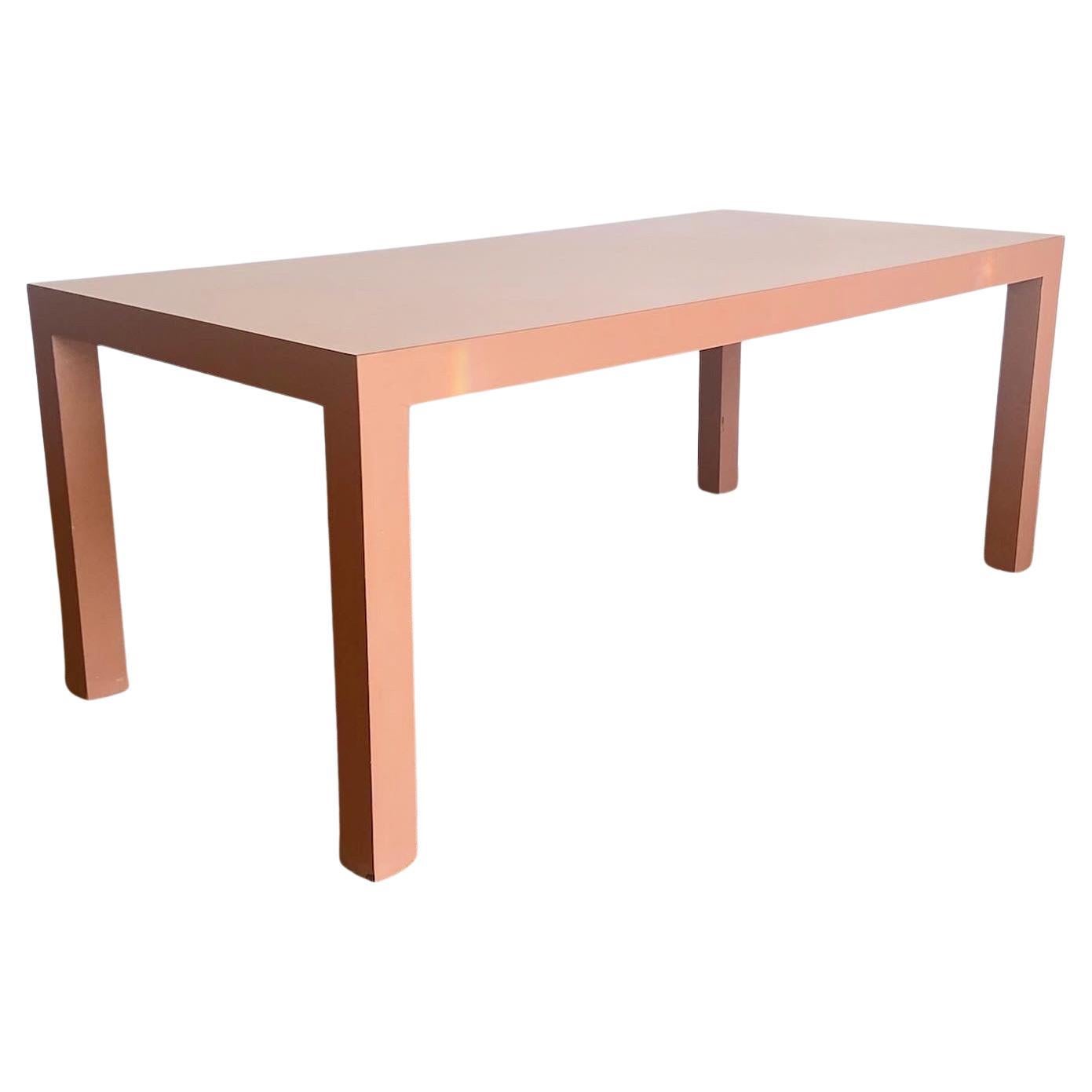 Postmodern Salmon Matte Laminate Parsons Dining Table For Sale