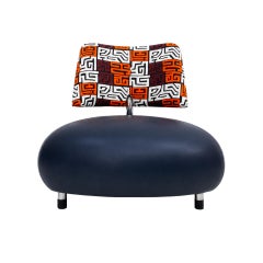 Postmodern Scheemaker Pallone For Ledoux Leather And Fabric Dutch Armchairs 1989