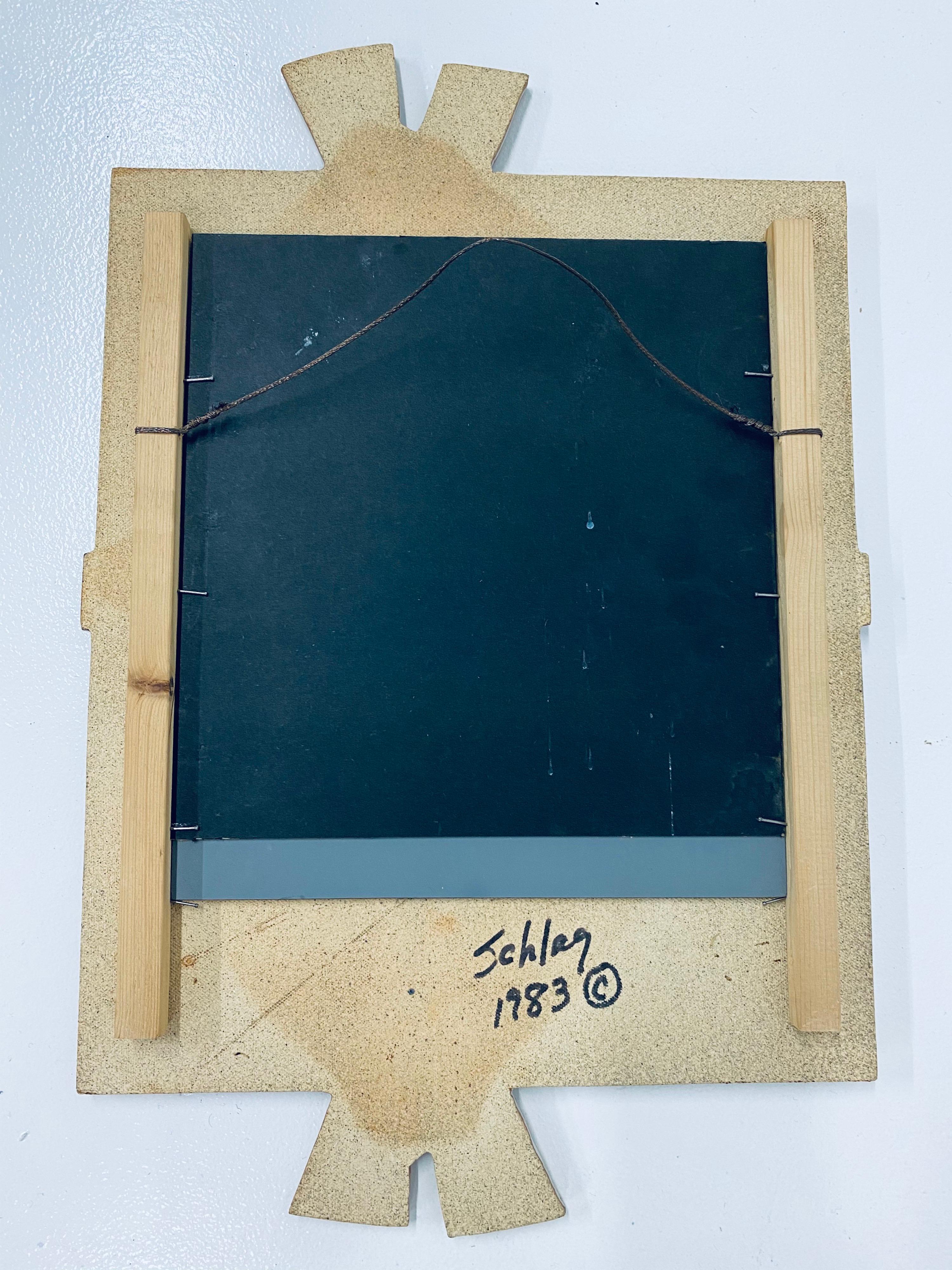 Postmodern Sculpted Ceramic Mirror, Artist Signed 1983 6