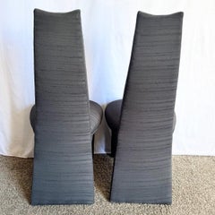 Postmodern Sculpted High Back Black Fabric Dining Chairs - Set of 4