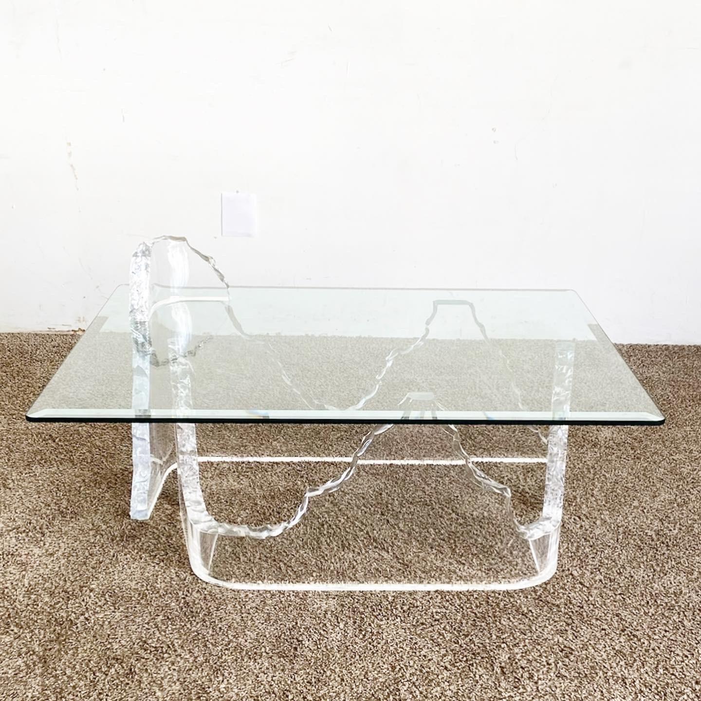 Experience unique design with our Postmodern Sculpted Lucite Glass Top Coffee Table, offering a blend of sophistication and innovative style.
Experience unique design with our Postmodern Sculpted Lucite Glass Top Coffee Table, offering a blend of