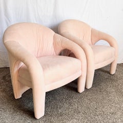 Postmodern Sculpted Pink Lounge Chairs - A Pair