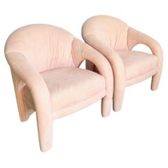 Sedie da salotto rosa scolpite postmoderne - una coppia