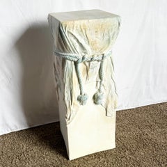 Postmodern Sculpted Plaster Green and White Pedestal
