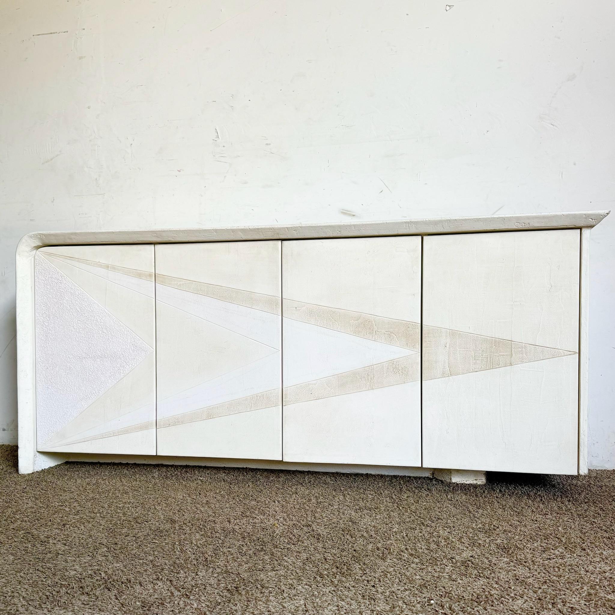 Postmodern Sculpted Plaster White and Pink/Mauve Credenza For Sale 5