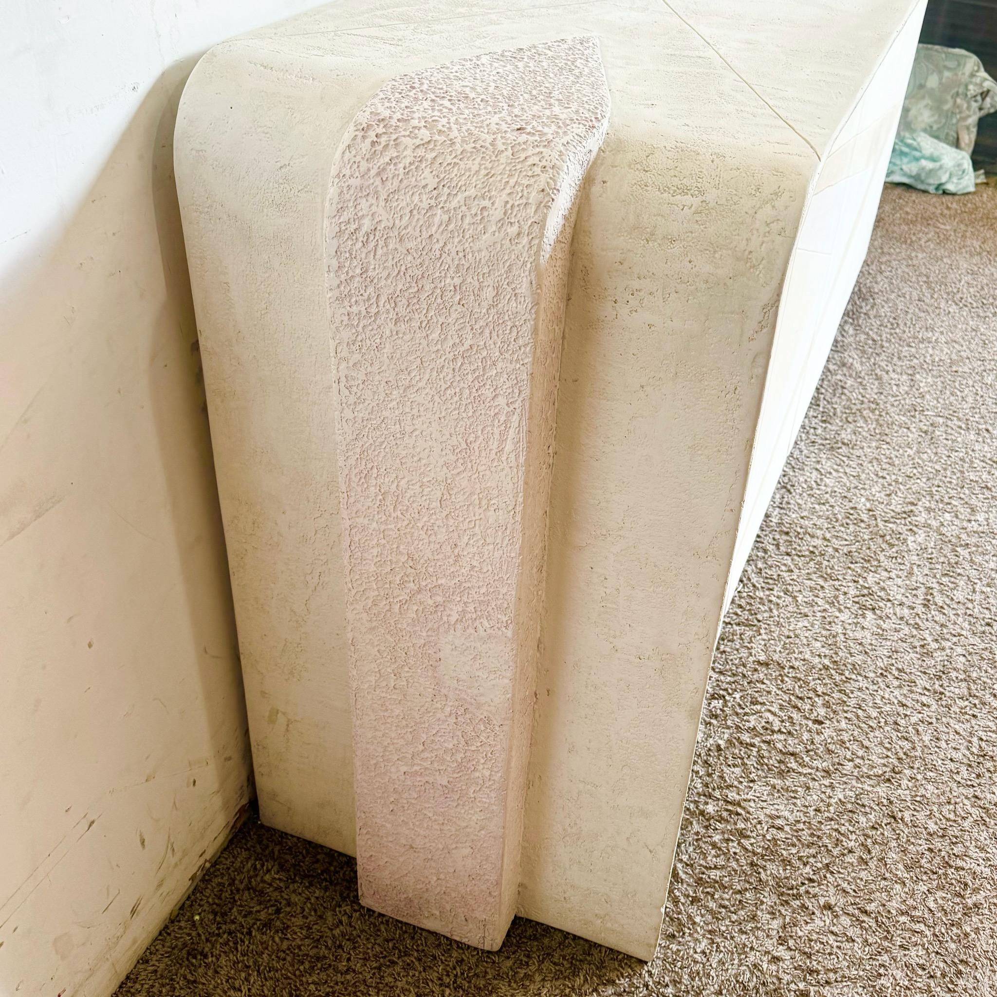 American Postmodern Sculpted Plaster White and Pink/Mauve Credenza For Sale