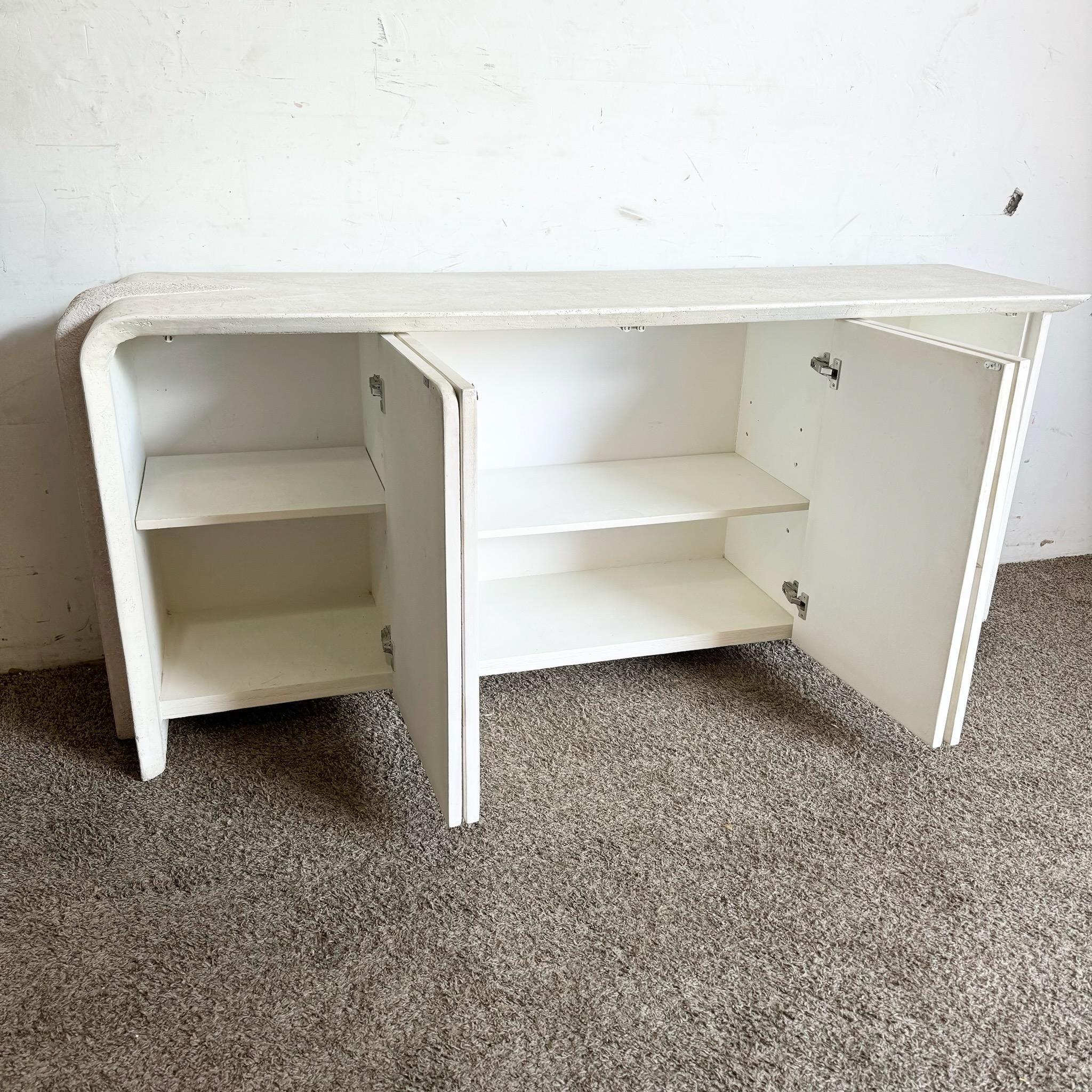 Postmodern Sculpted Plaster White and Pink/Mauve Credenza For Sale 3
