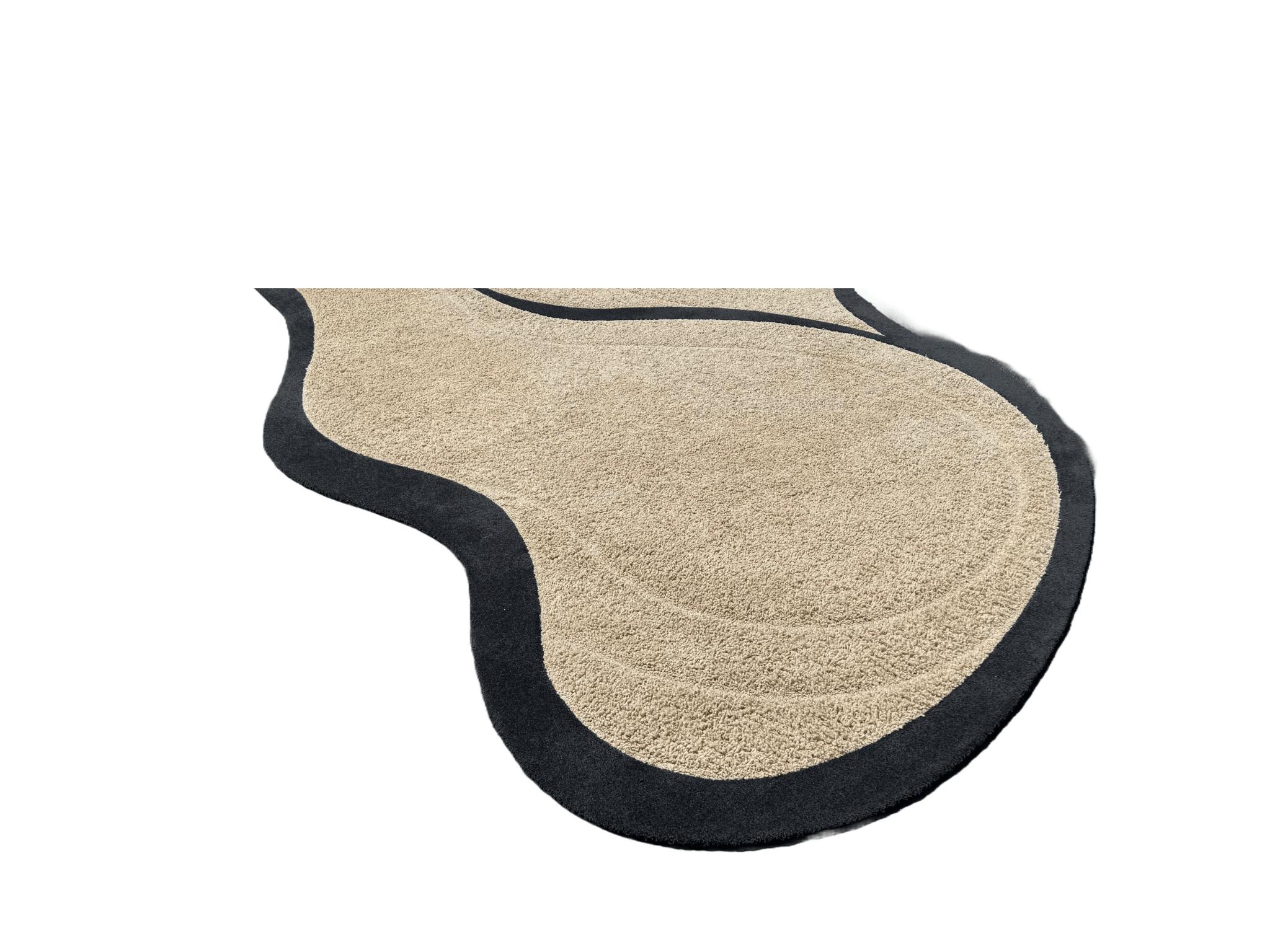 Late 20th Century Postmodern Sculpted Tan and Black Area Rug/Carpet For Sale