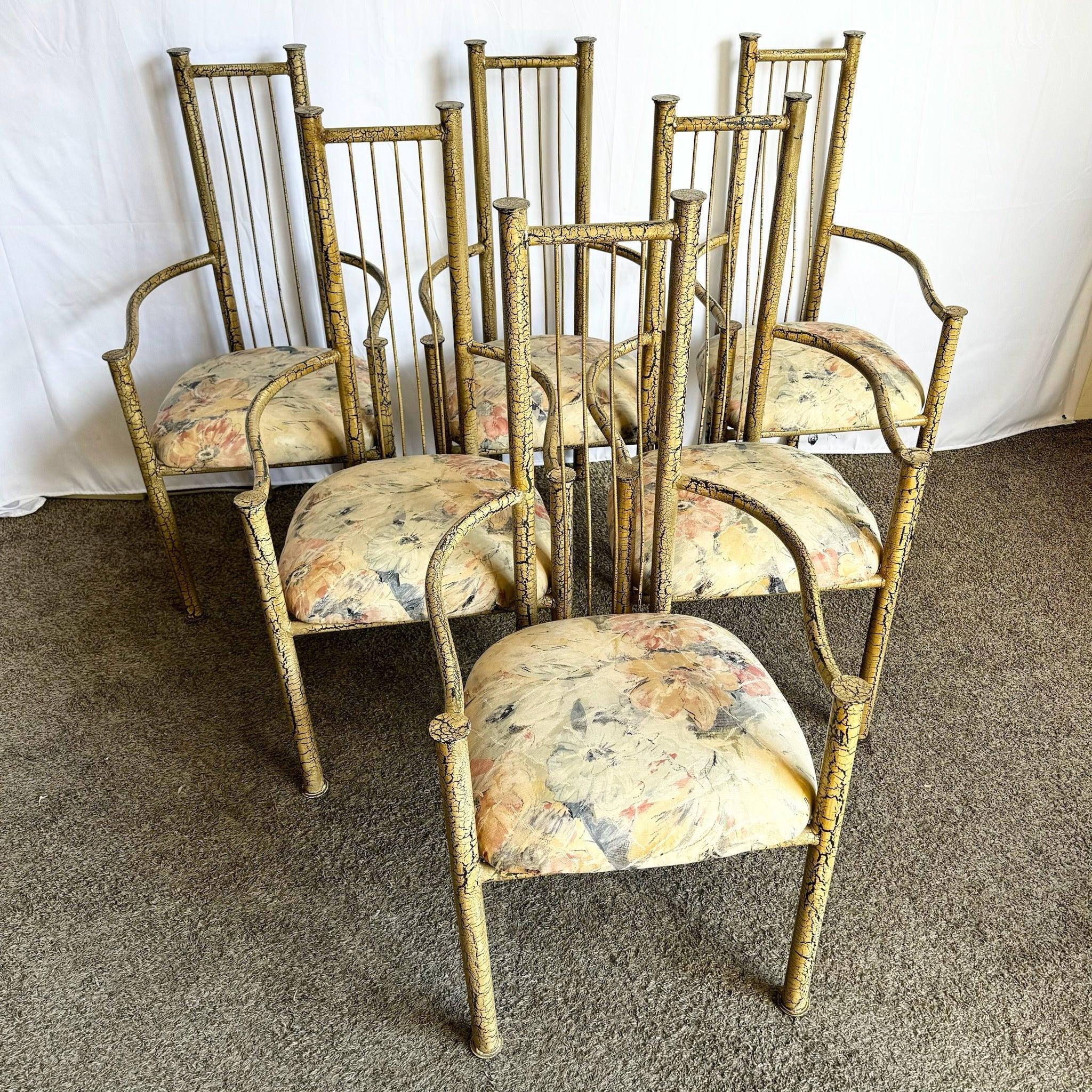 Sedie da pranzo scolpite postmoderne con finitura nera e marrone - Set di 6 in vendita 2