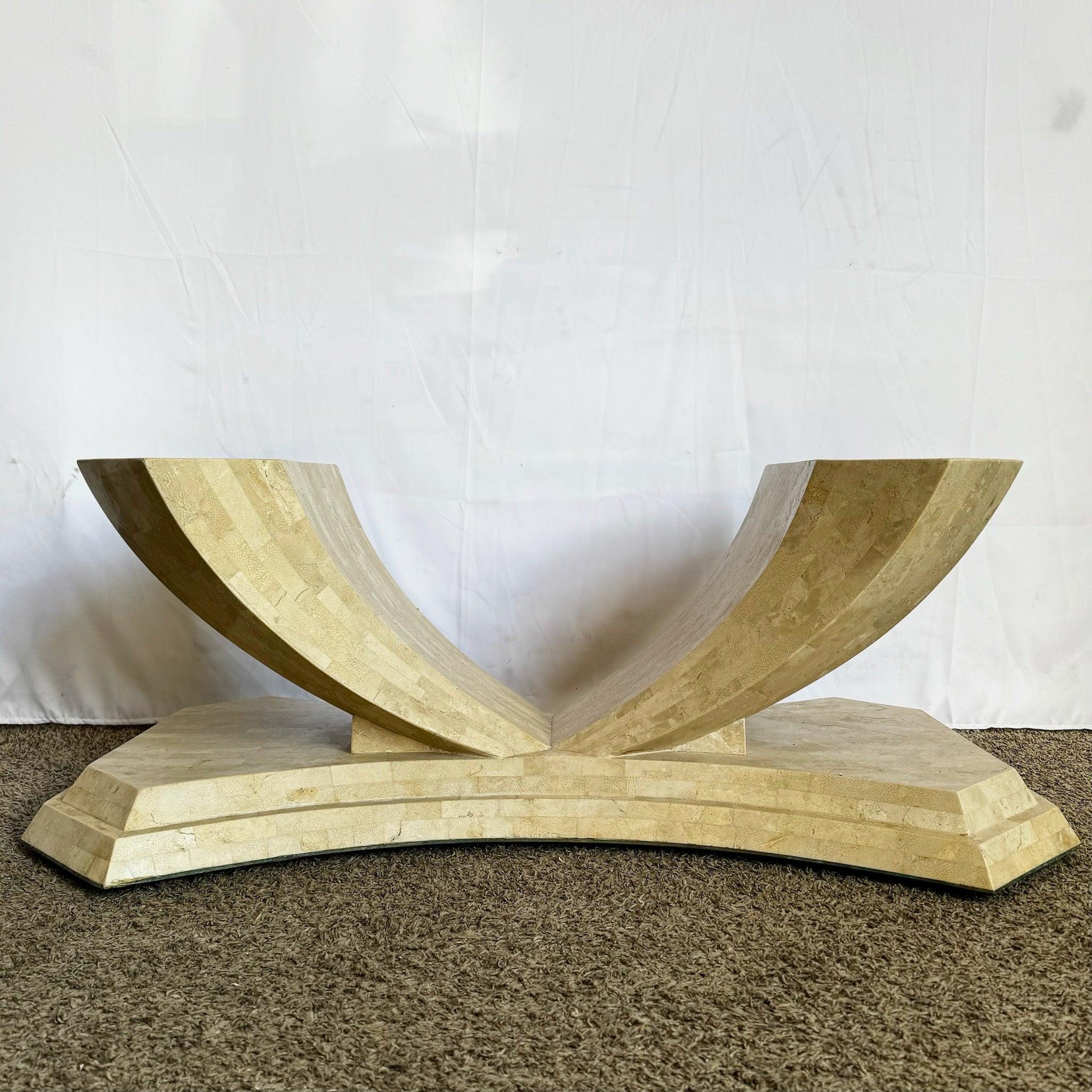 Postmodern Sculpted Tessellated Stone Coffee Table Base For Sale 5