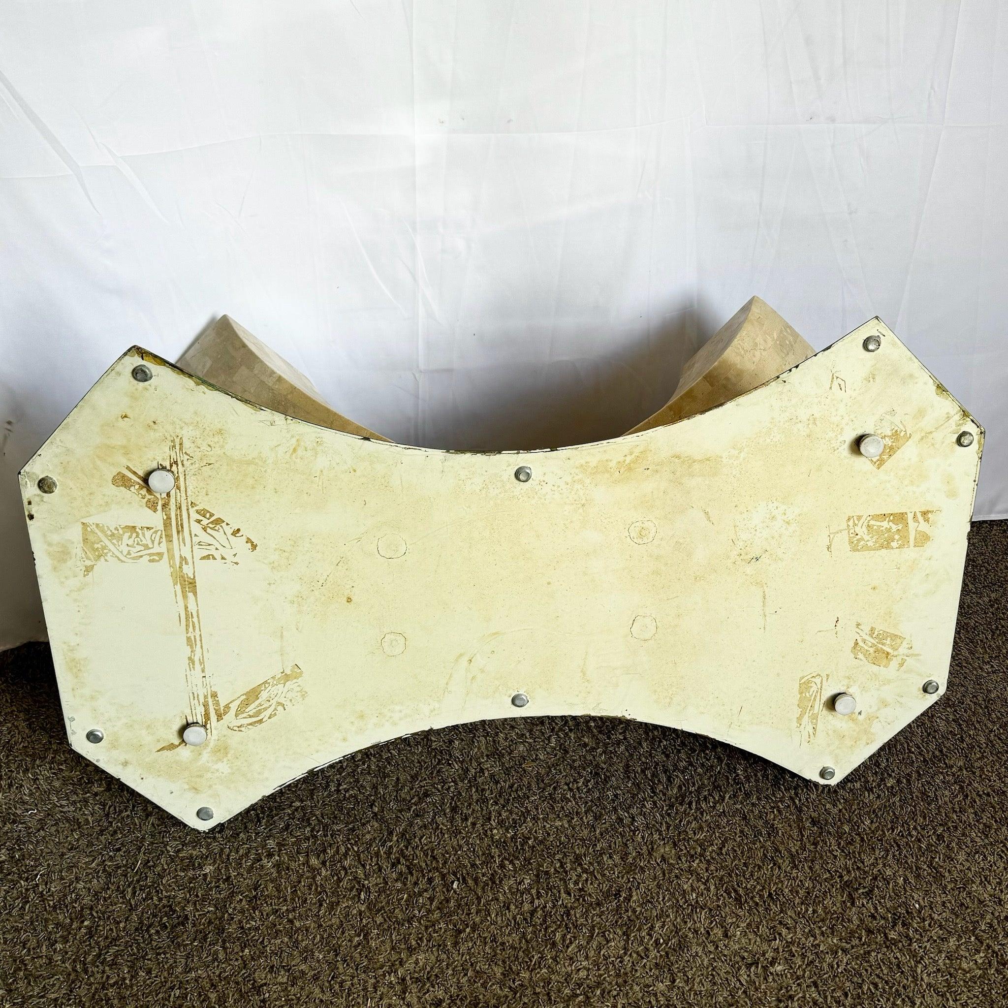 Late 20th Century Postmodern Sculpted Tessellated Stone Coffee Table Base For Sale