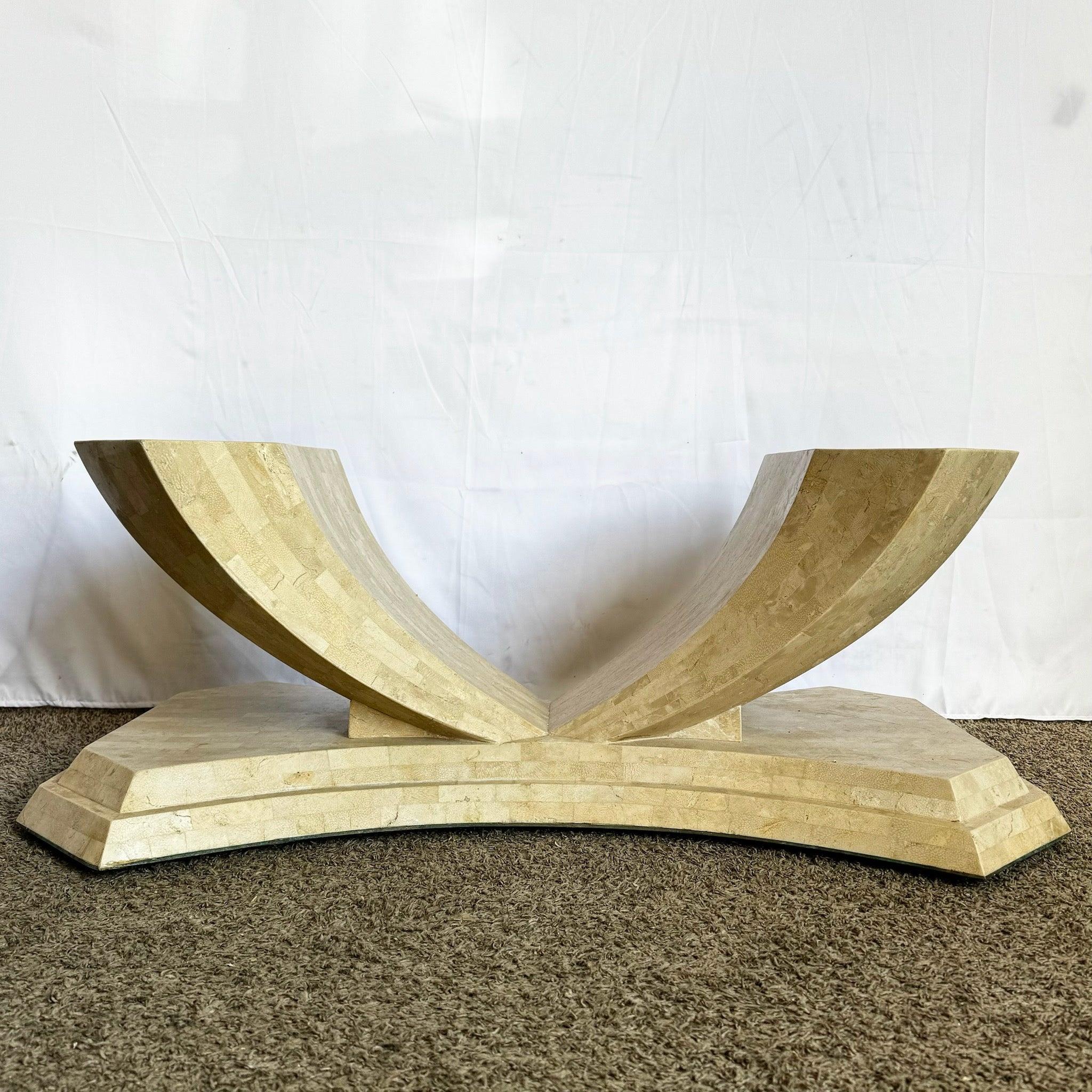 Postmodern Sculpted Tessellated Stone Coffee Table Base For Sale 1