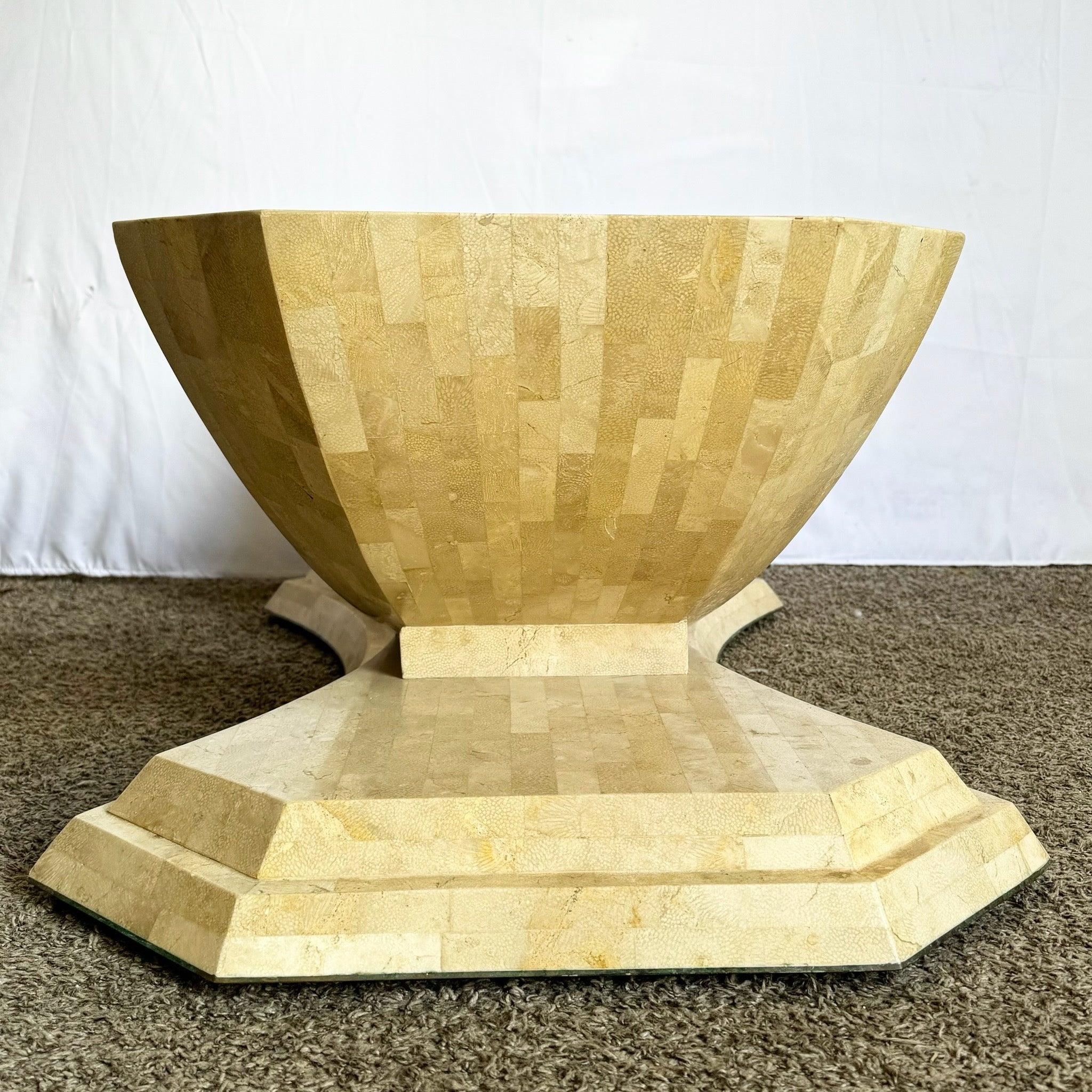 Postmodern Sculpted Tessellated Stone Coffee Table Base For Sale 2