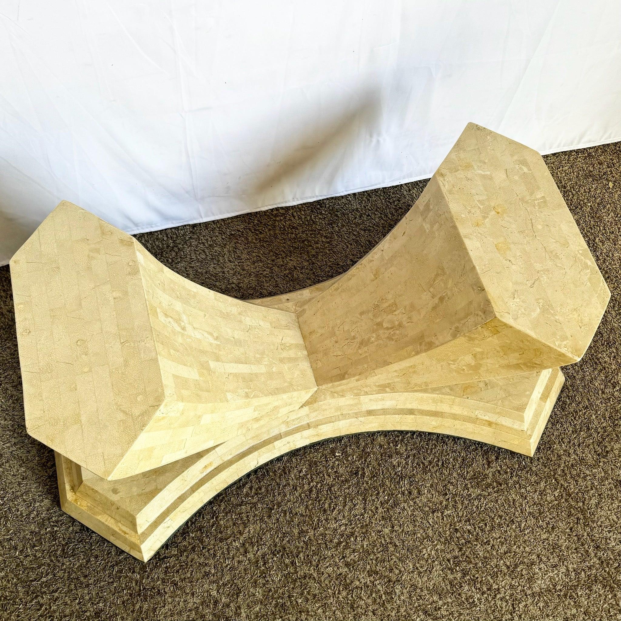 Postmodern Sculpted Tessellated Stone Coffee Table Base For Sale 3