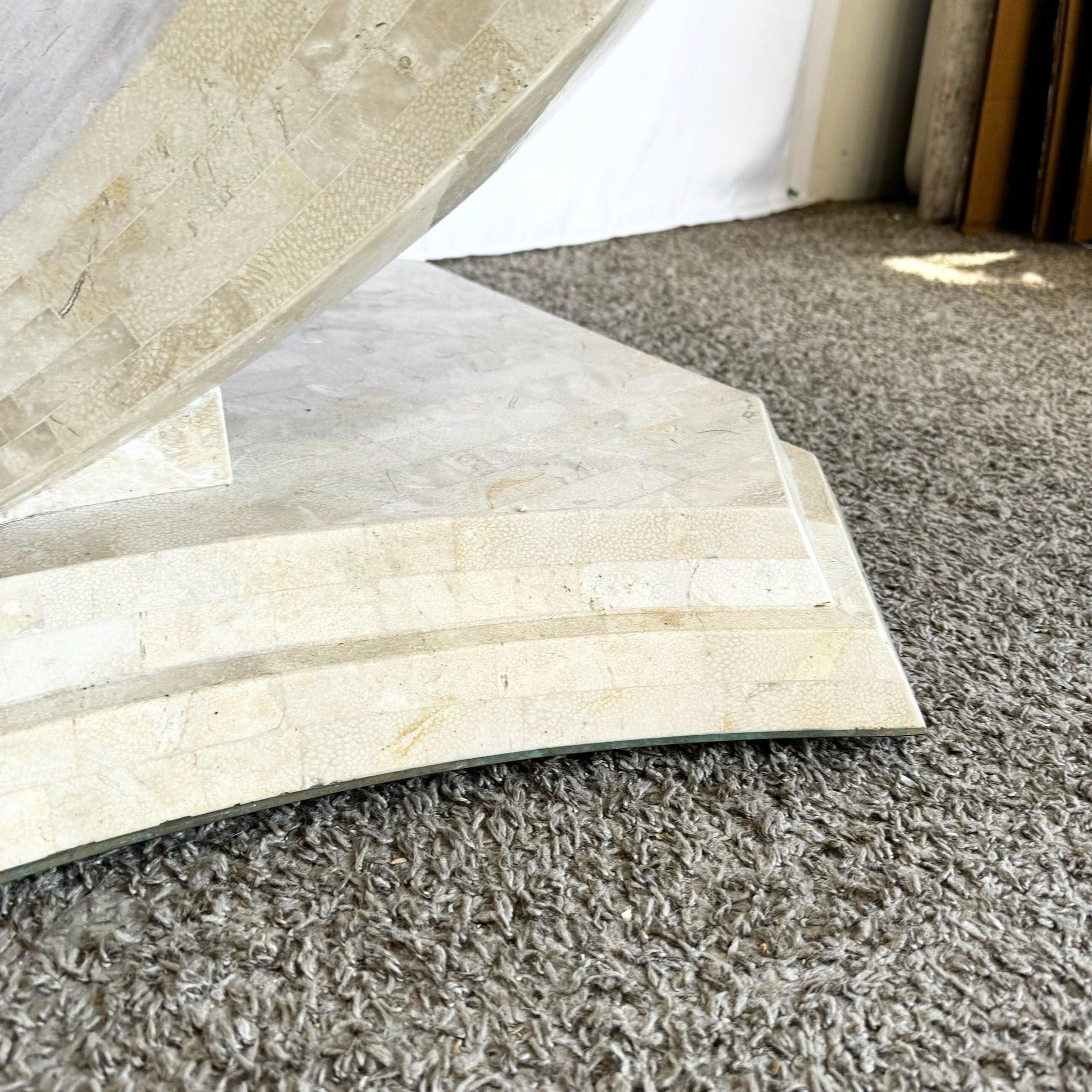 Postmodern Sculpted Tessellated Stone Coffee Table Base For Sale 4