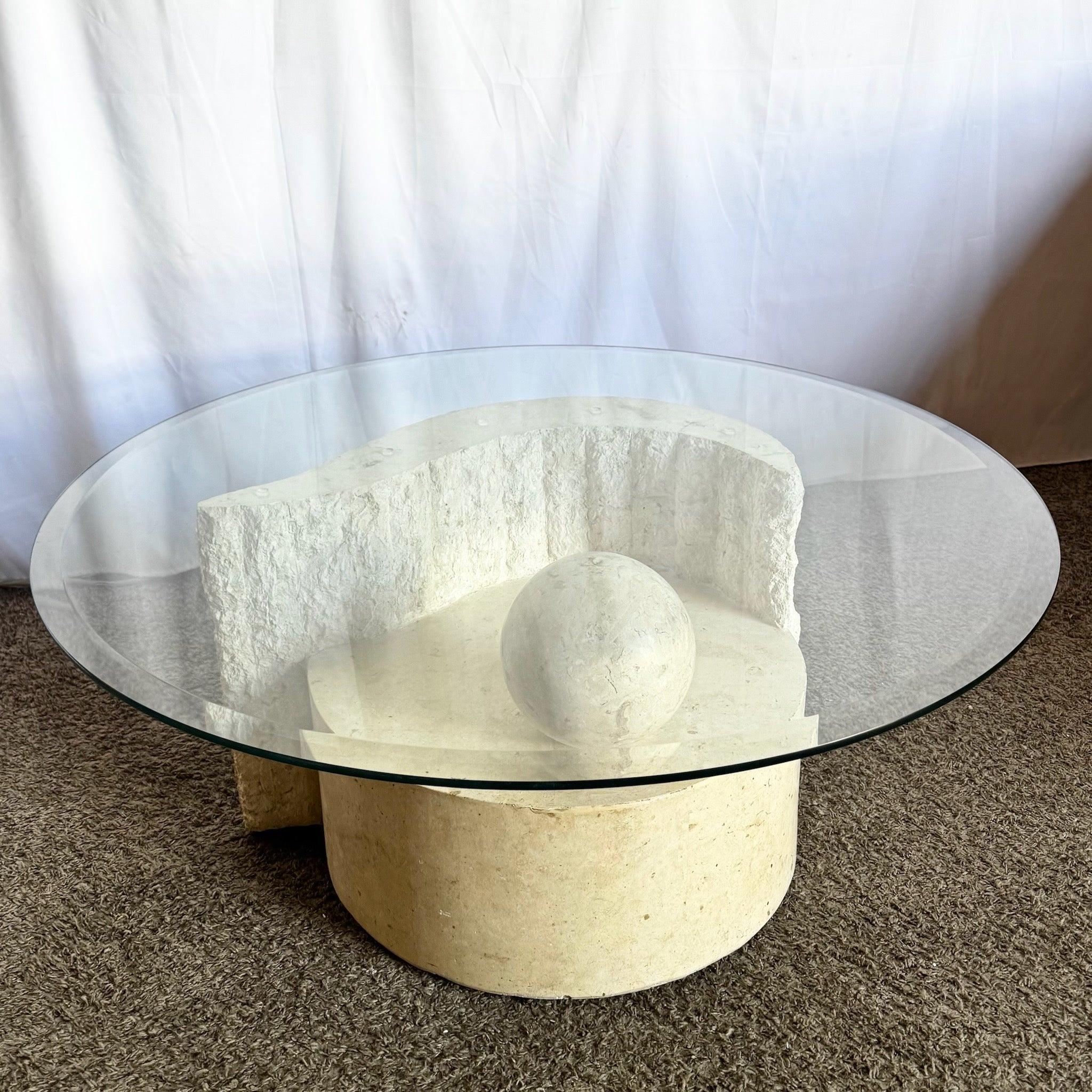 Postmodern Sculpted Tessellated Stone Coffee Table For Sale 5
