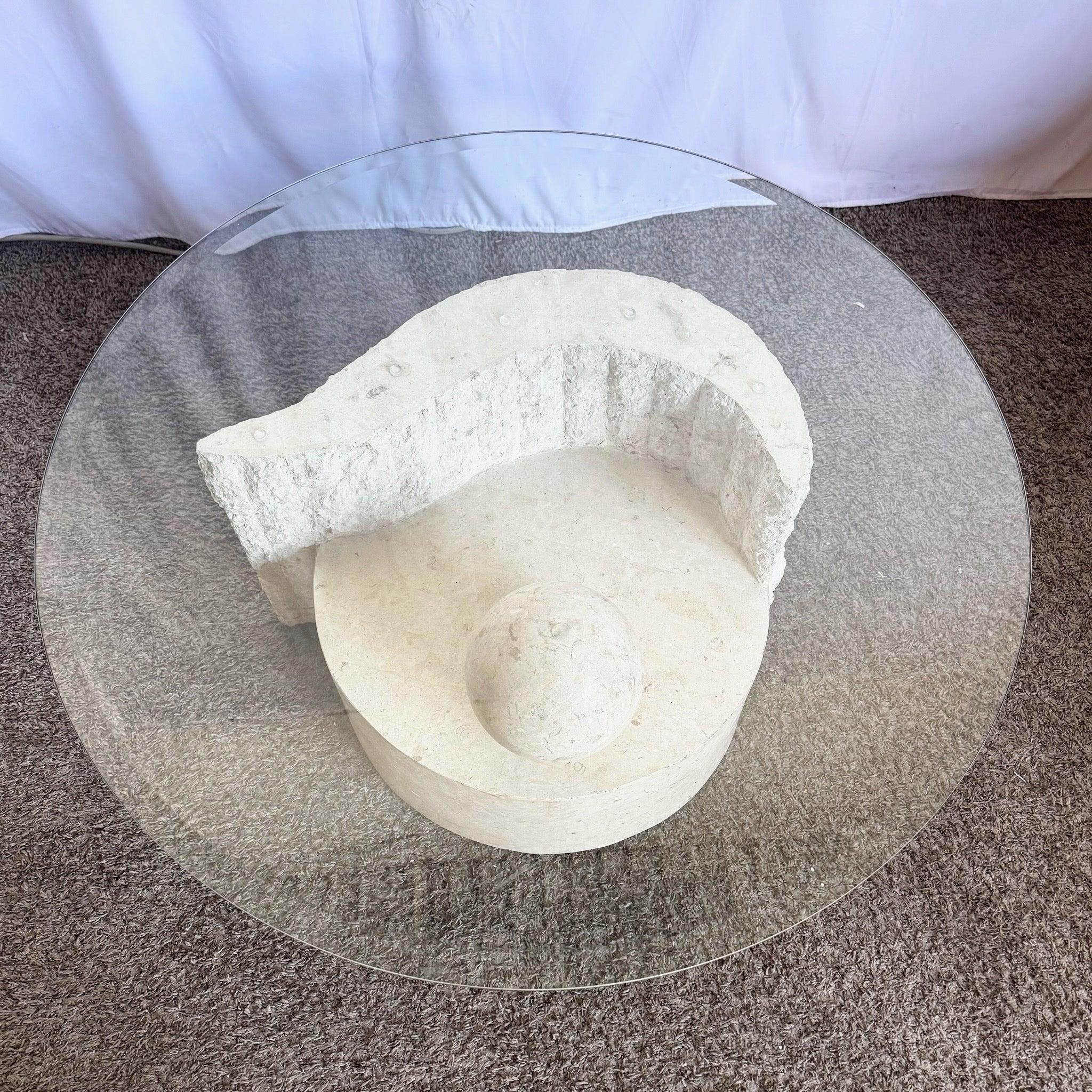 Postmodern Sculpted Tessellated Stone Coffee Table For Sale 6