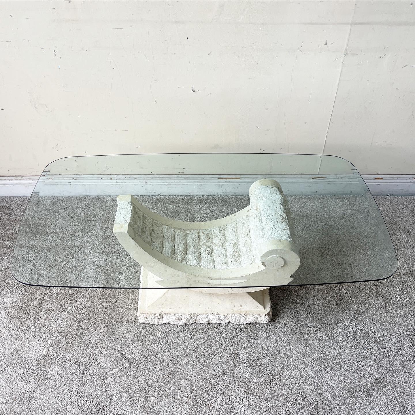 Post-Modern Postmodern Sculpted Tessellated Stone Coffee Table