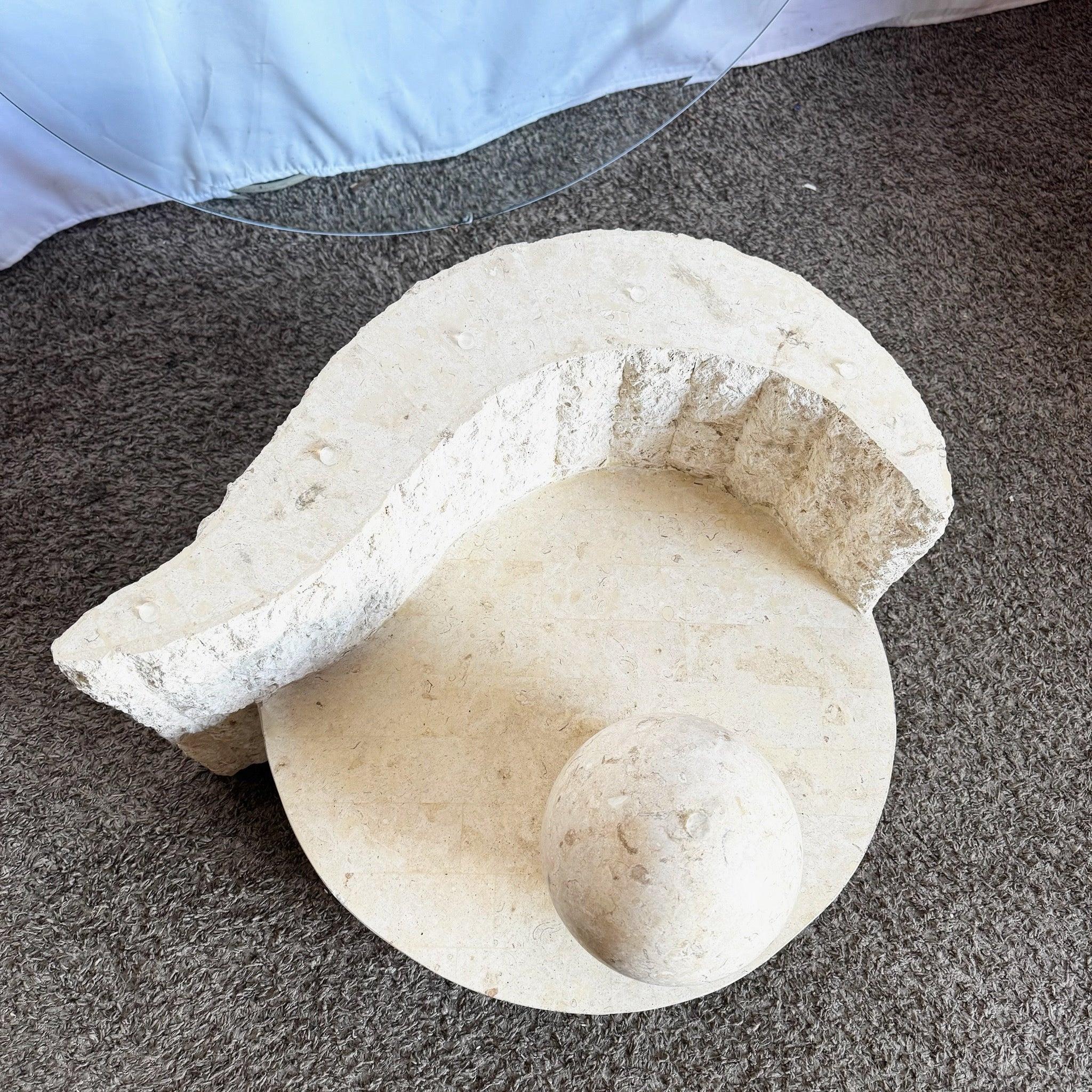 Late 20th Century Postmodern Sculpted Tessellated Stone Coffee Table For Sale