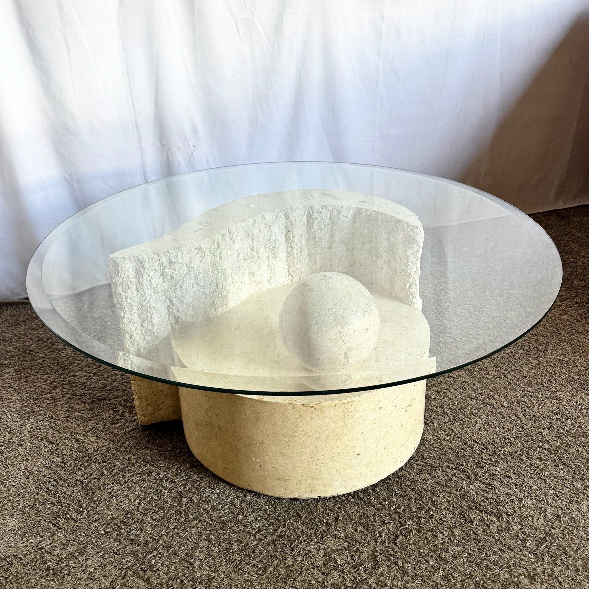 Postmodern Sculpted Tessellated Stone Coffee Table For Sale 2