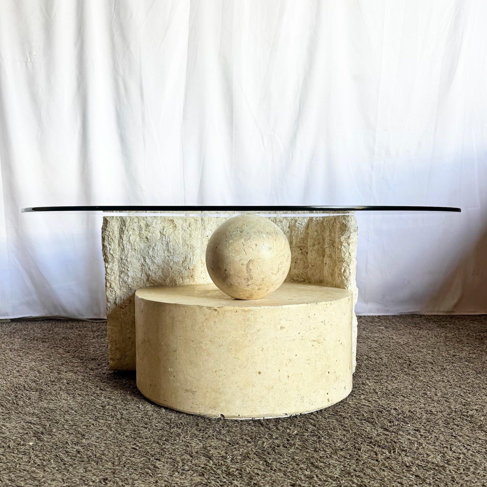 Postmodern Sculpted Tessellated Stone Coffee Table For Sale 3