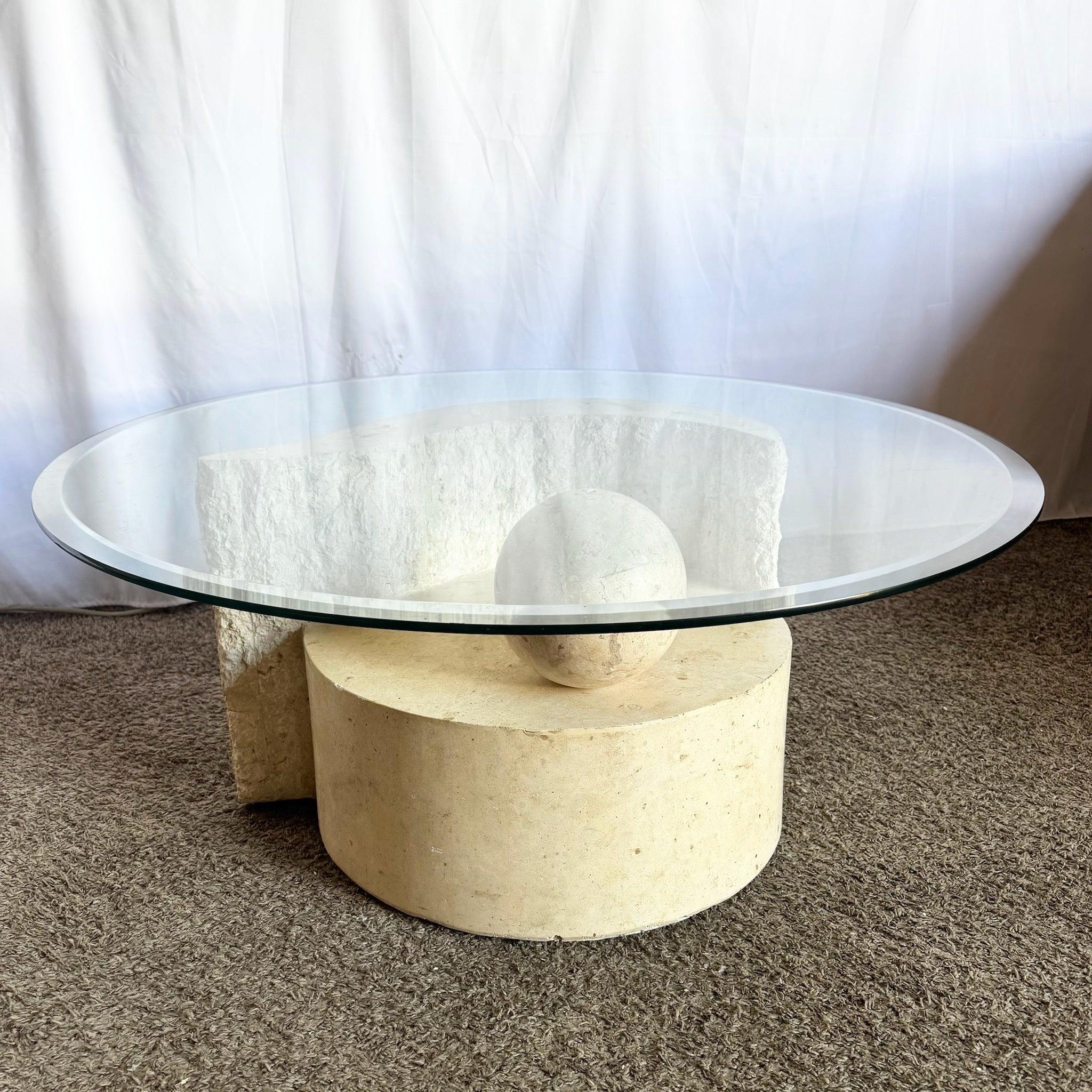 Postmodern Sculpted Tessellated Stone Coffee Table For Sale 4