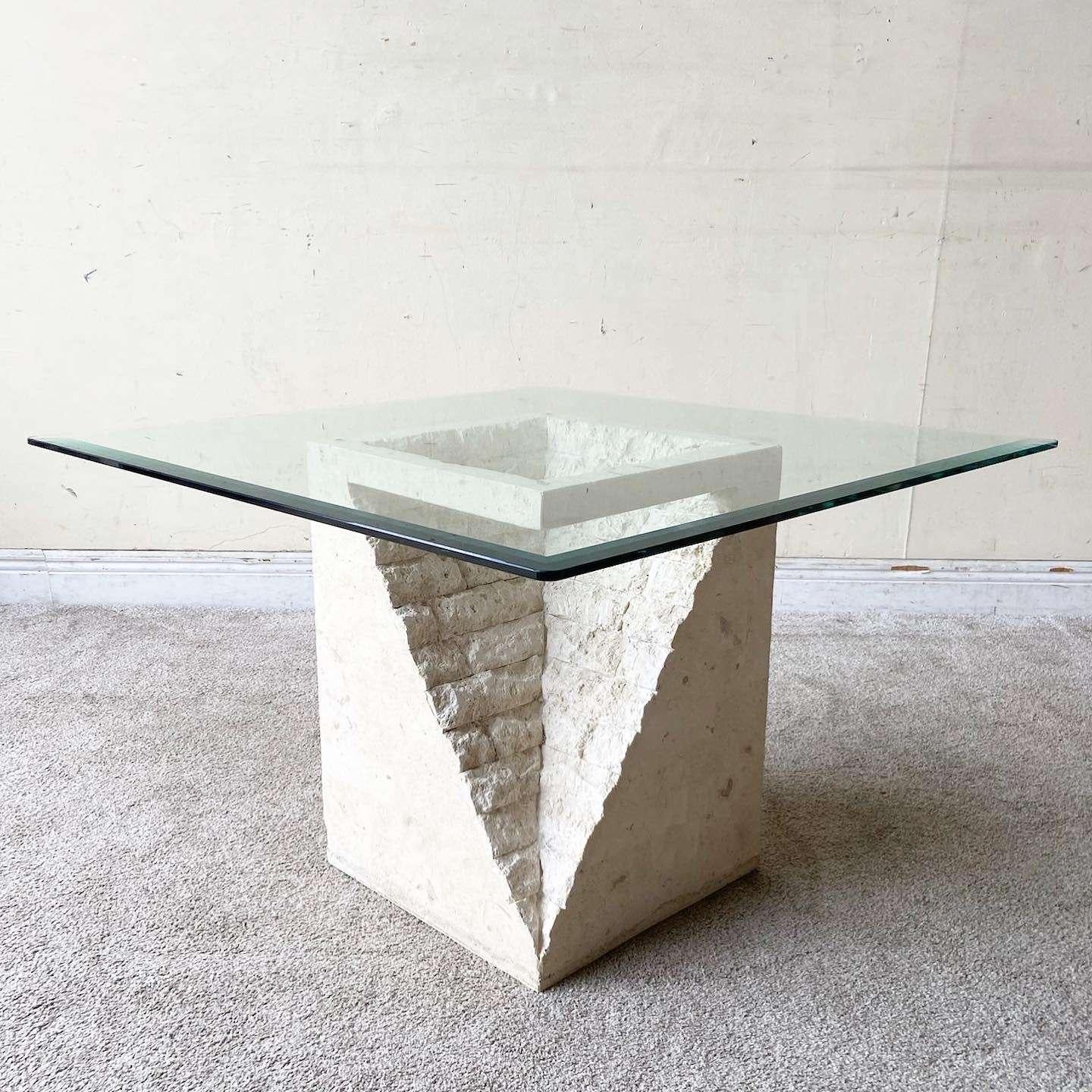 Post-Modern Postmodern Sculpted Tessellated Stone Side Table For Sale
