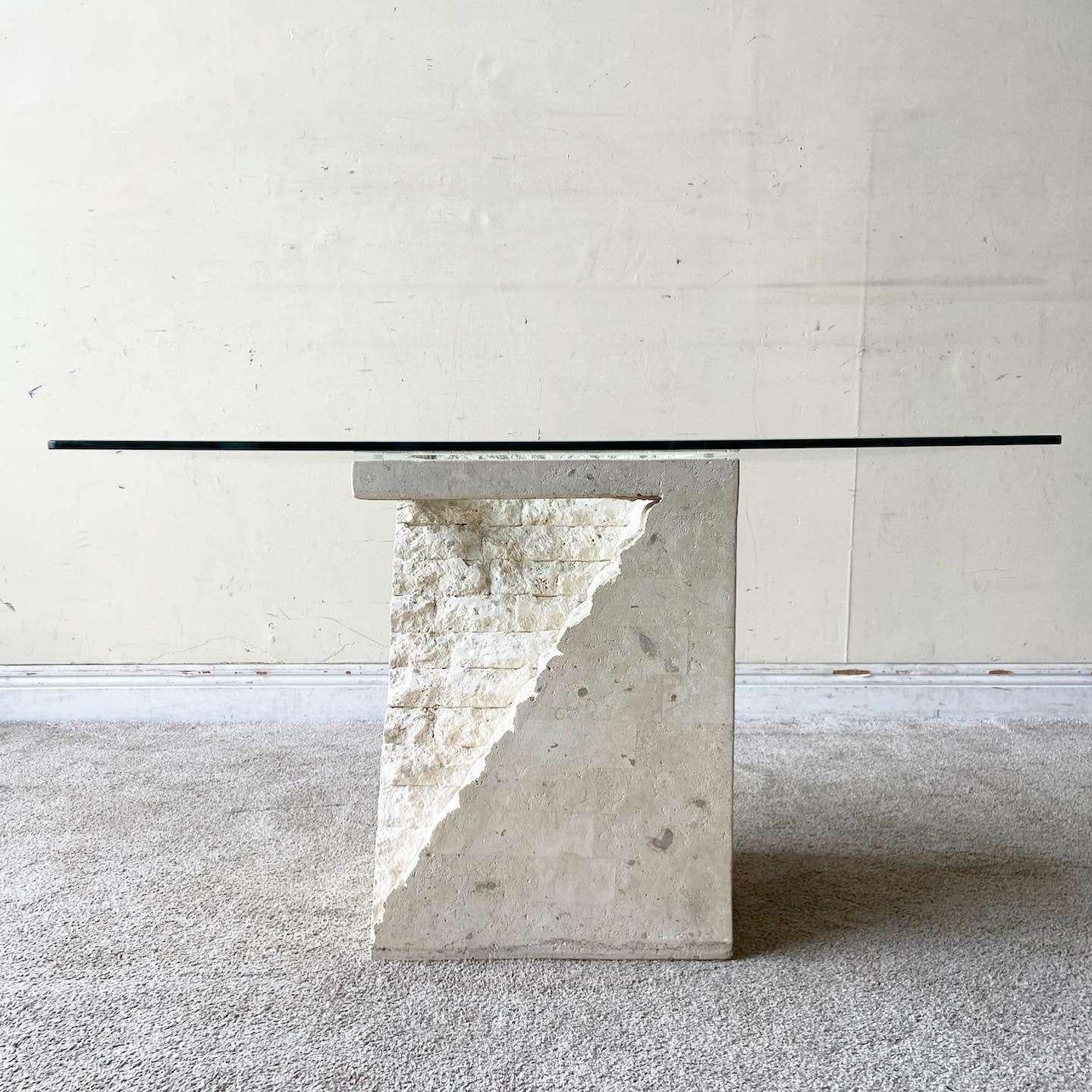 Philippine Postmodern Sculpted Tessellated Stone Side Table For Sale