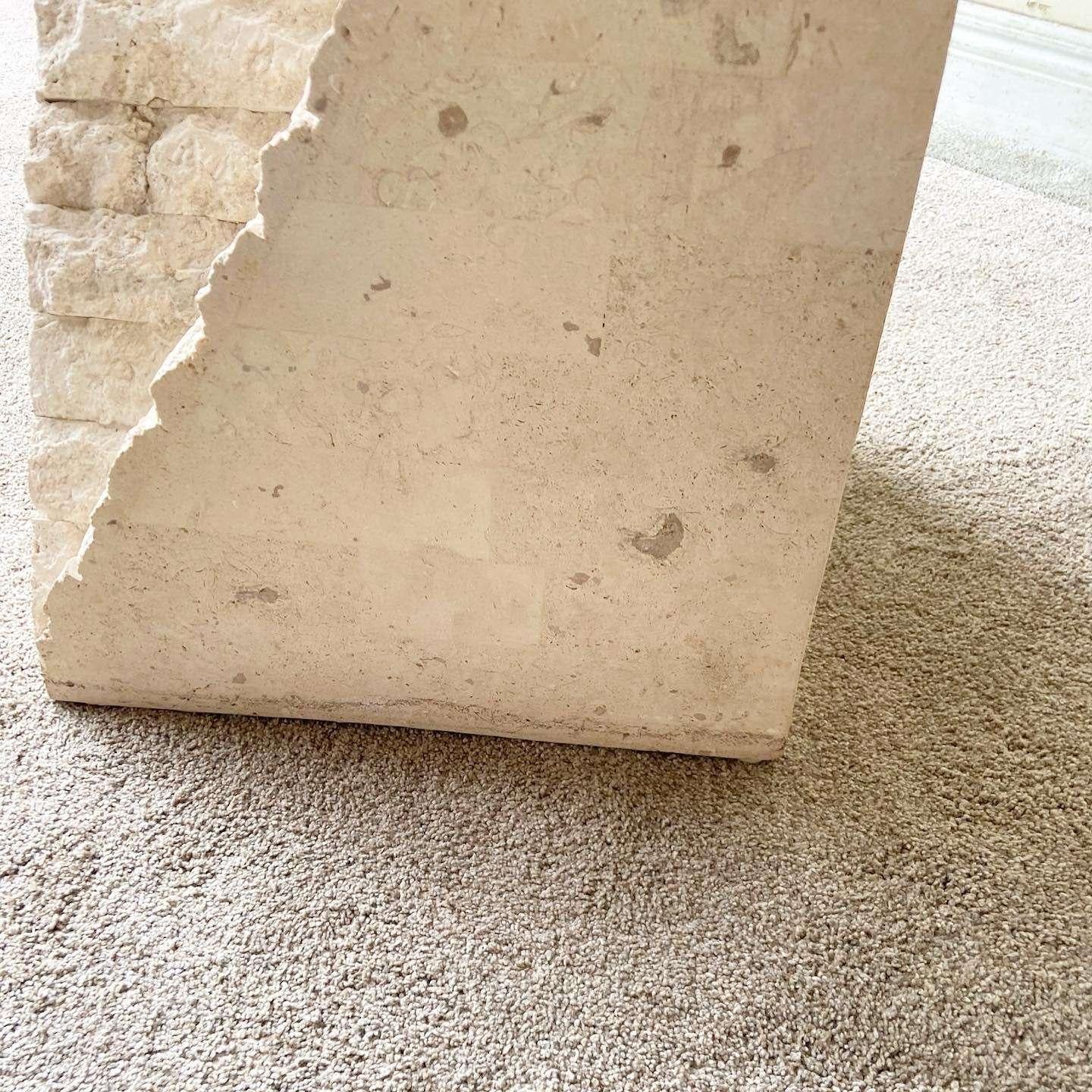 Postmodern Sculpted Tessellated Stone Side Table For Sale 1