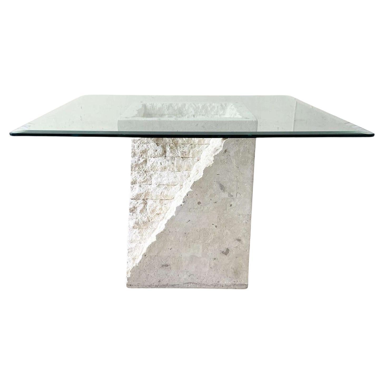 Postmodern Sculpted Tessellated Stone Side Table For Sale