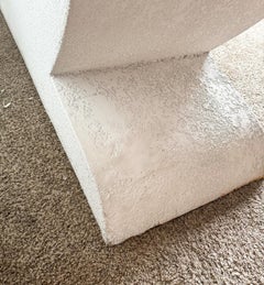 Postmodern Sculpted White Stucco Etagere/Bookshelf - 3 Glass Shelves