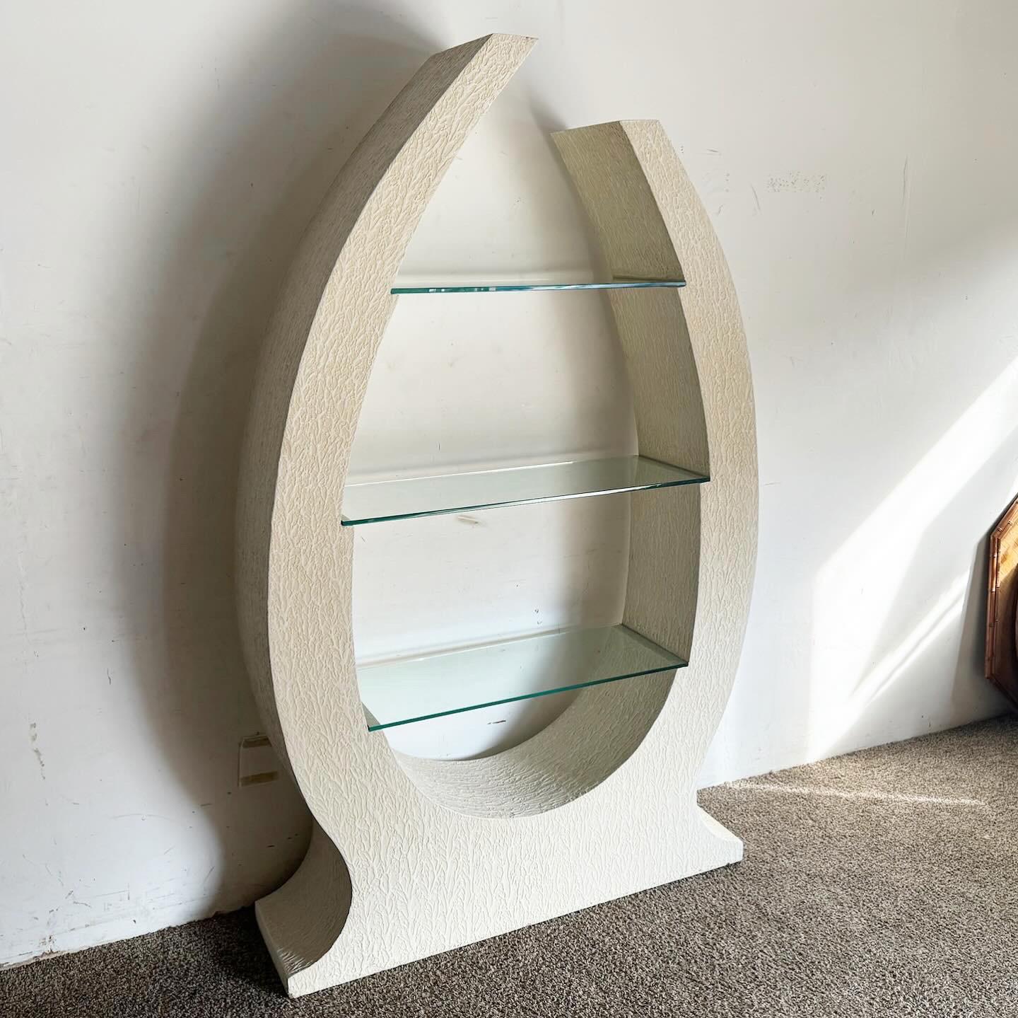 Postmodern Sculpted White Stucco Etagere/Bookshelf For Sale 3