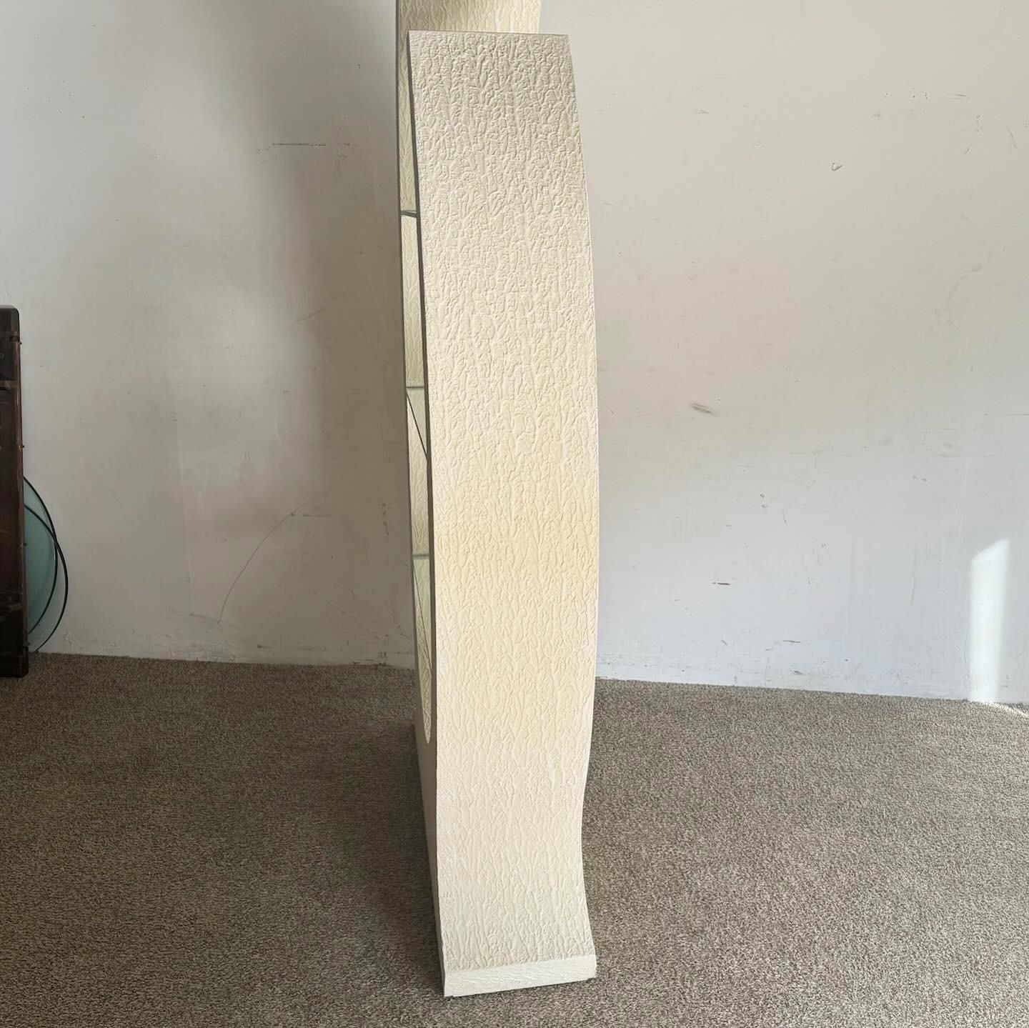 American Postmodern Sculpted White Stucco Etagere/Bookshelf For Sale