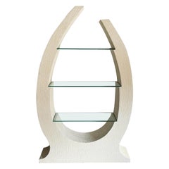 Postmodern Sculpted White Stucco Etagere/Bookshelf