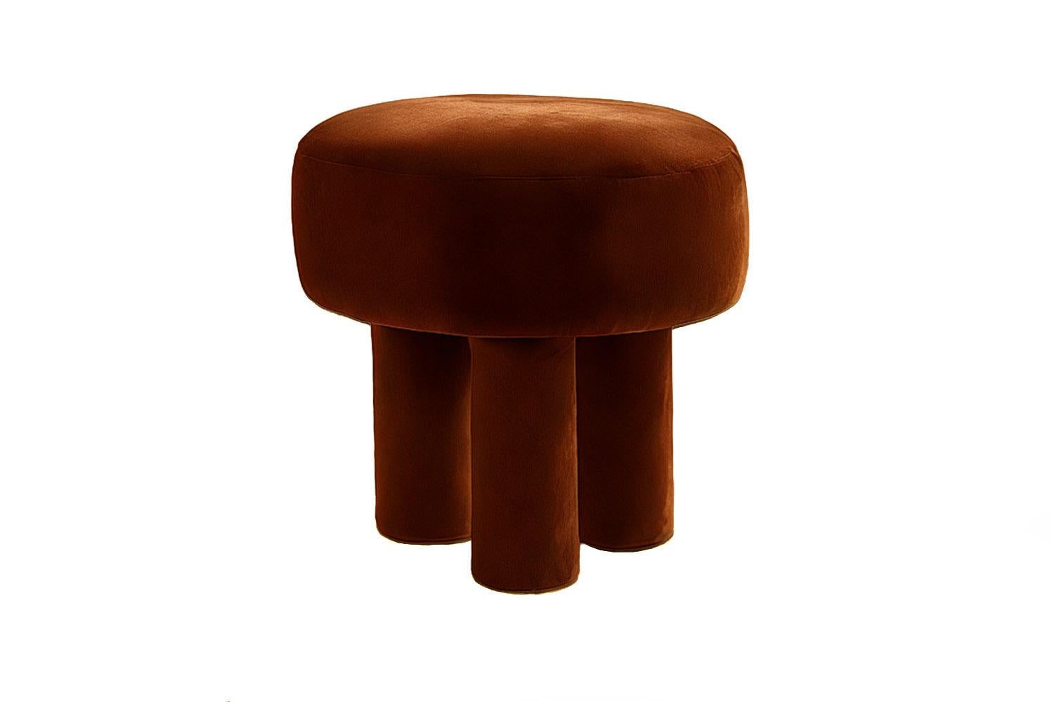 XXI secolo e contemporaneo Sgabello scultoreo postmoderno in velluto blu Ritmo in vendita