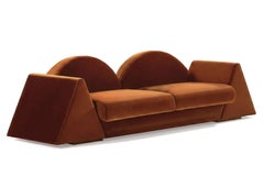 Postmodern Sculptural Brown Velvet Sofa Amanecer