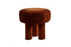 Organic Postmodern Sculptural Brown Velvet Stool Ritmo