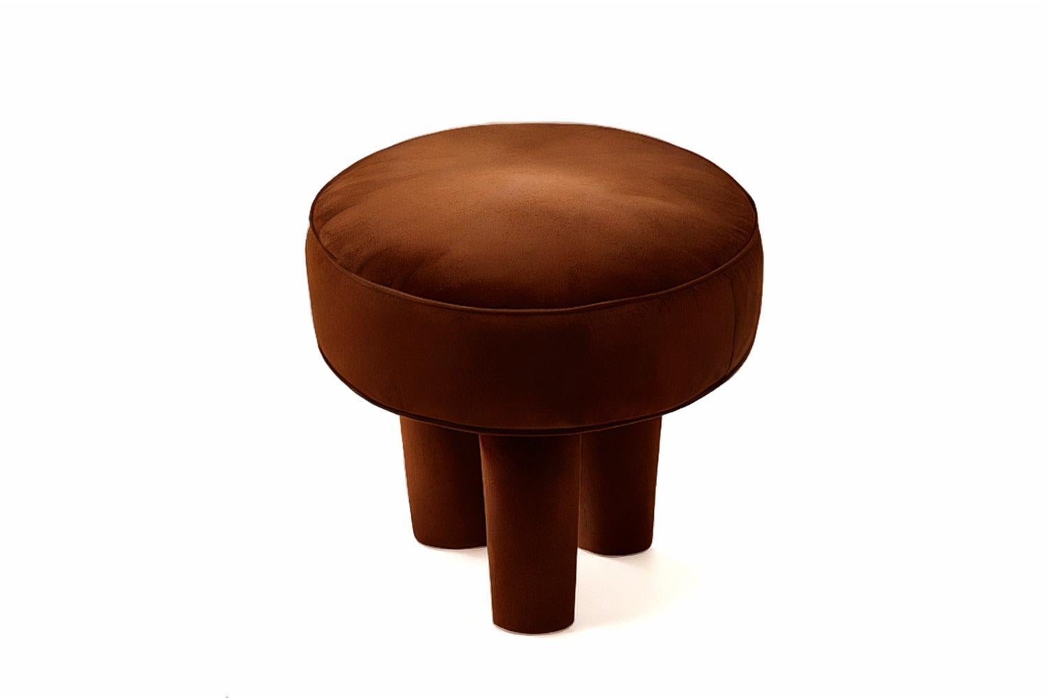 Postmoderne Tabouret sculptural postmoderne en velours brun Ritmo en vente
