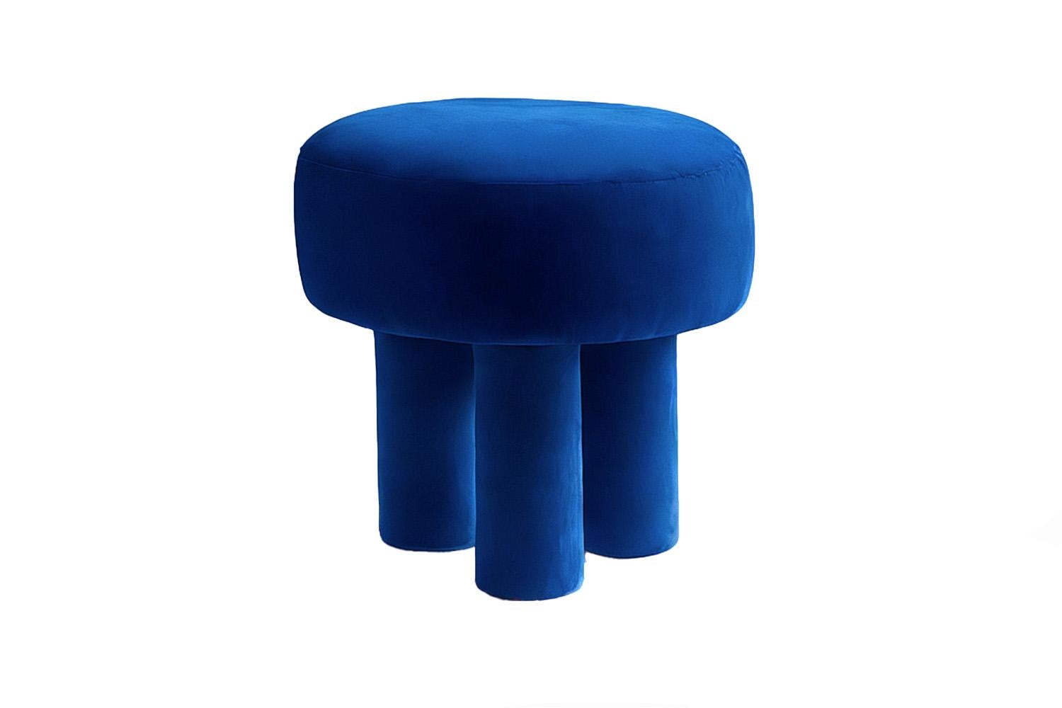 Tabouret sculptural postmoderne en velours à poils de vache Ritmo Neuf - En vente à Almería, ES